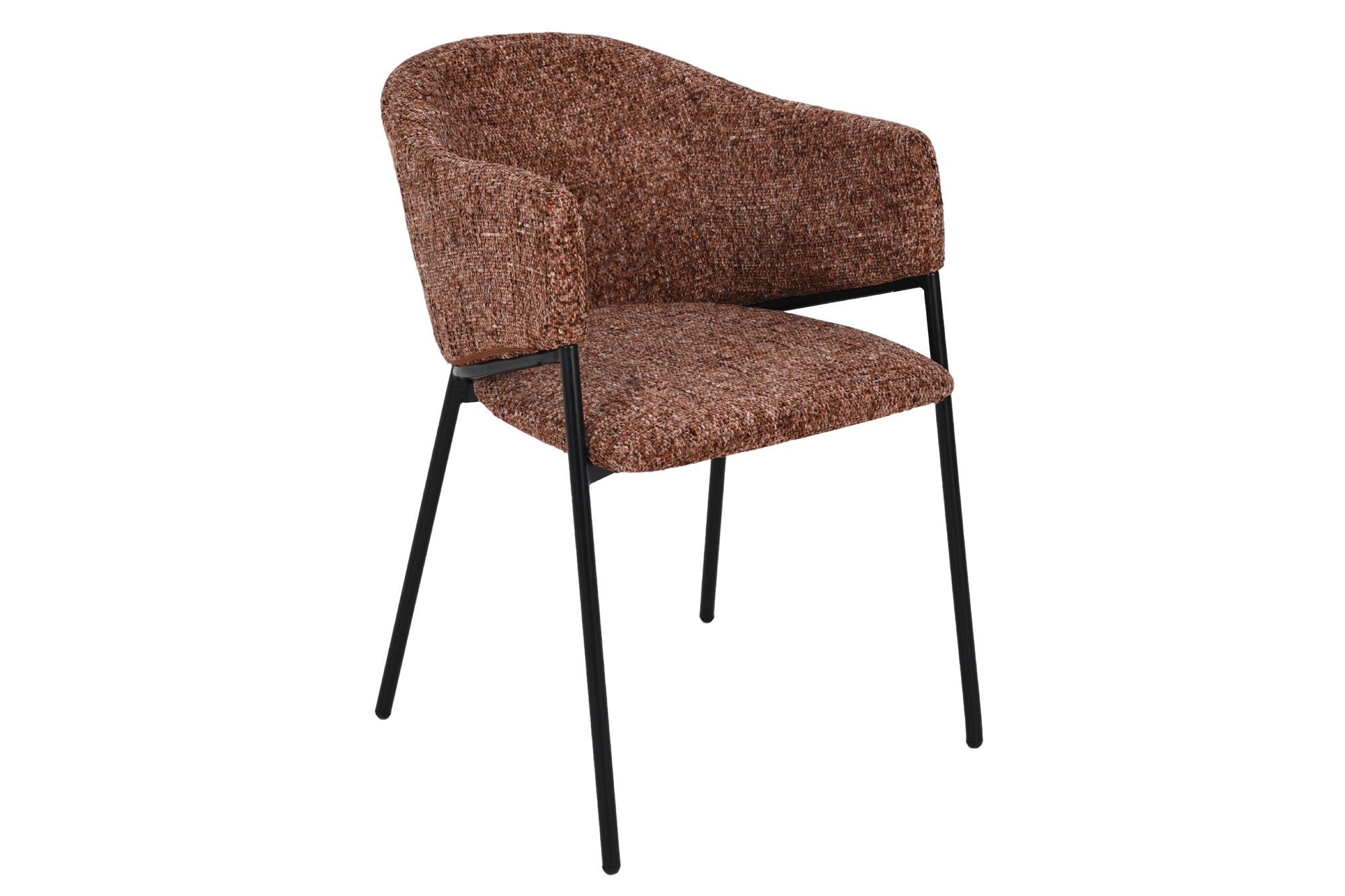 Lote de 2 sillas de chenilla marrón de diseño NOBLESSE con estructura de metal negro