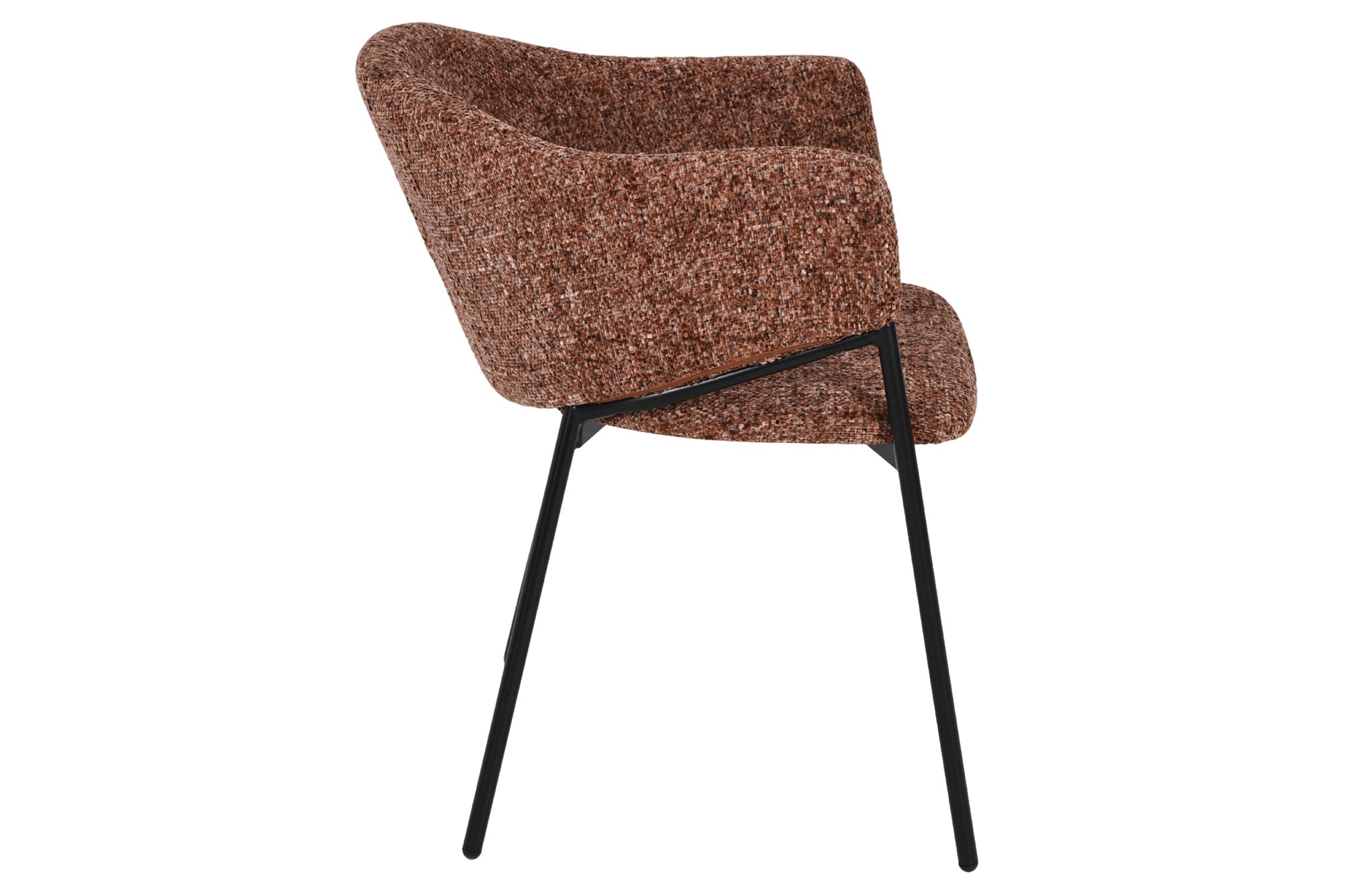 Lote de 2 sillas de chenilla marrón de diseño NOBLESSE con estructura de metal negro