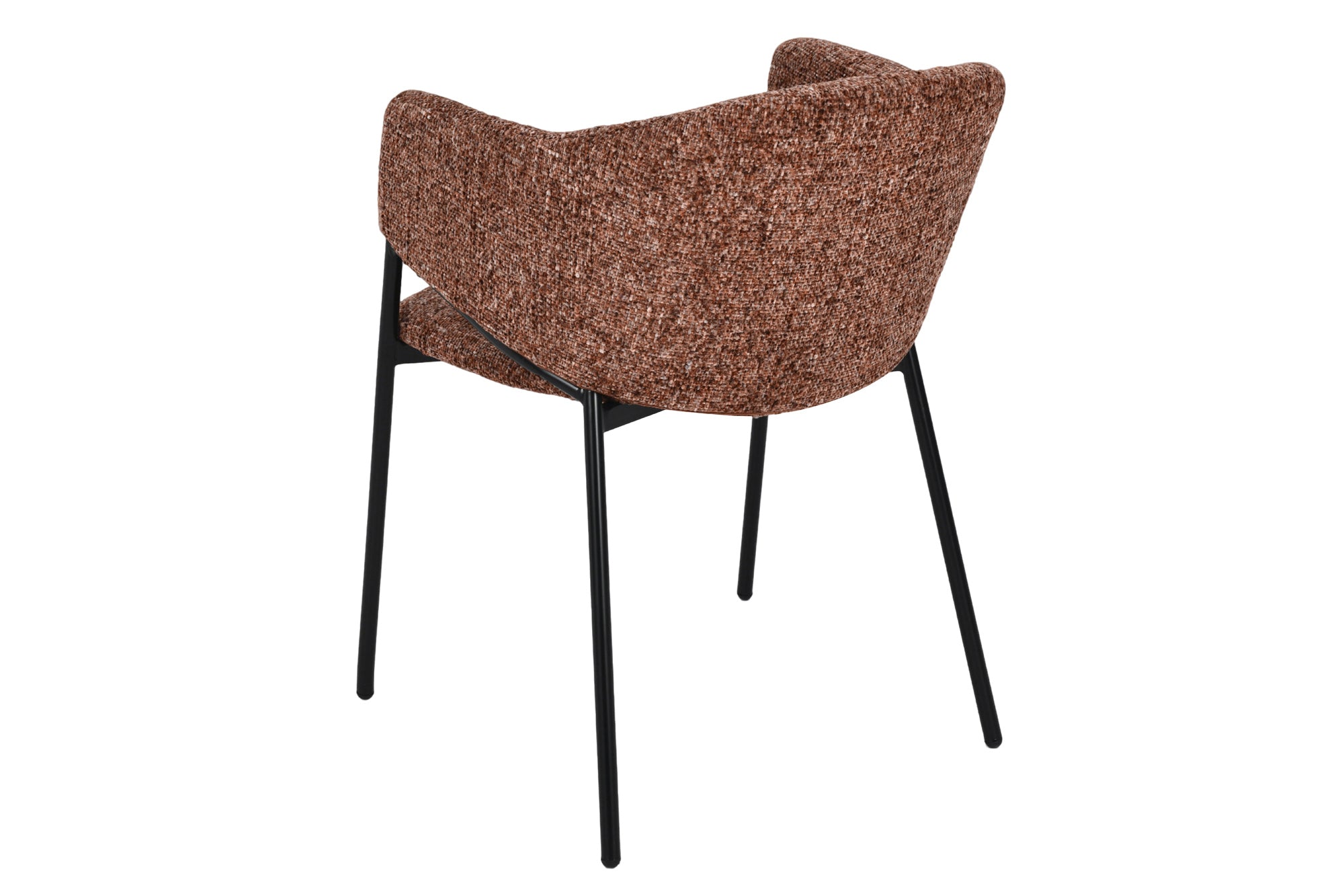 Lote de 2 sillas de chenilla marrón de diseño NOBLESSE con estructura de metal negro