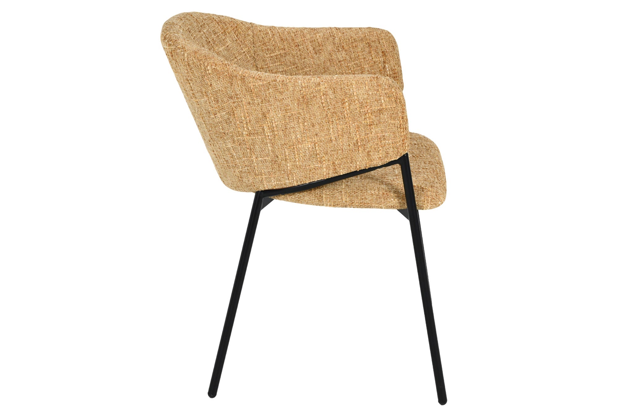 Lote de 2 sillas de diseño NOBLESSE de chenilla amarillo mostaza, estructura de metal negro