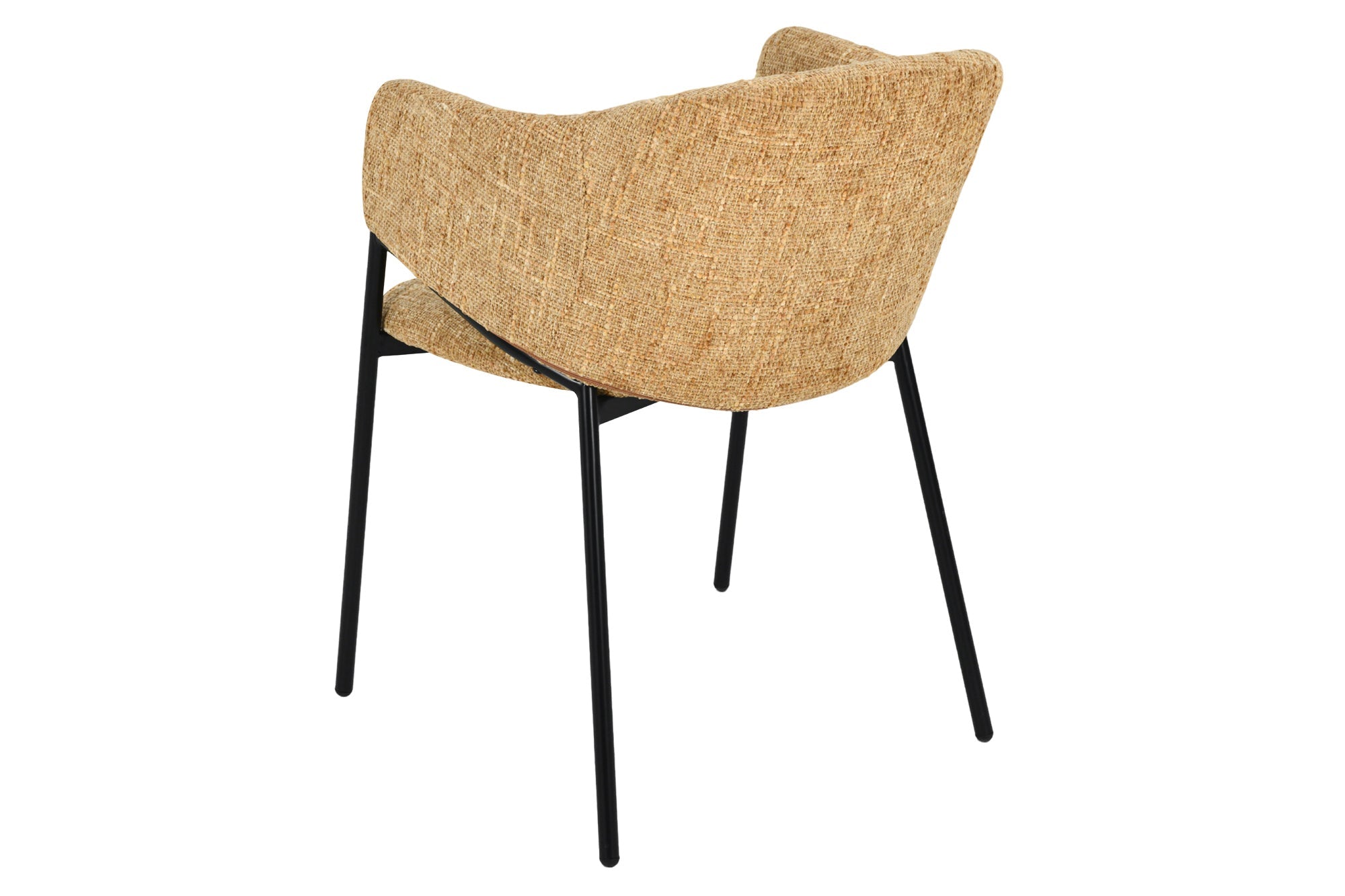 Lote de 2 sillas de diseño NOBLESSE de chenilla amarillo mostaza, estructura de metal negro