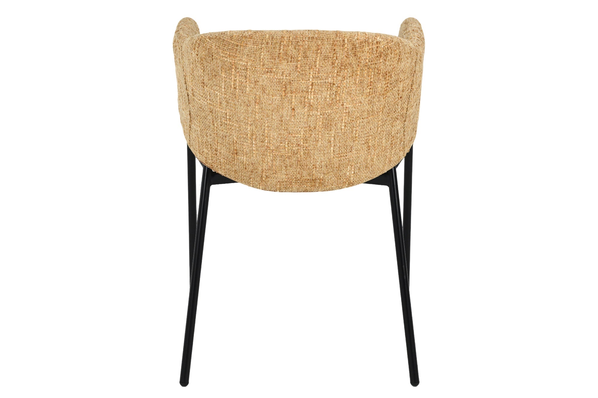 Lote de 2 sillas de diseño NOBLESSE de chenilla amarillo mostaza, estructura de metal negro