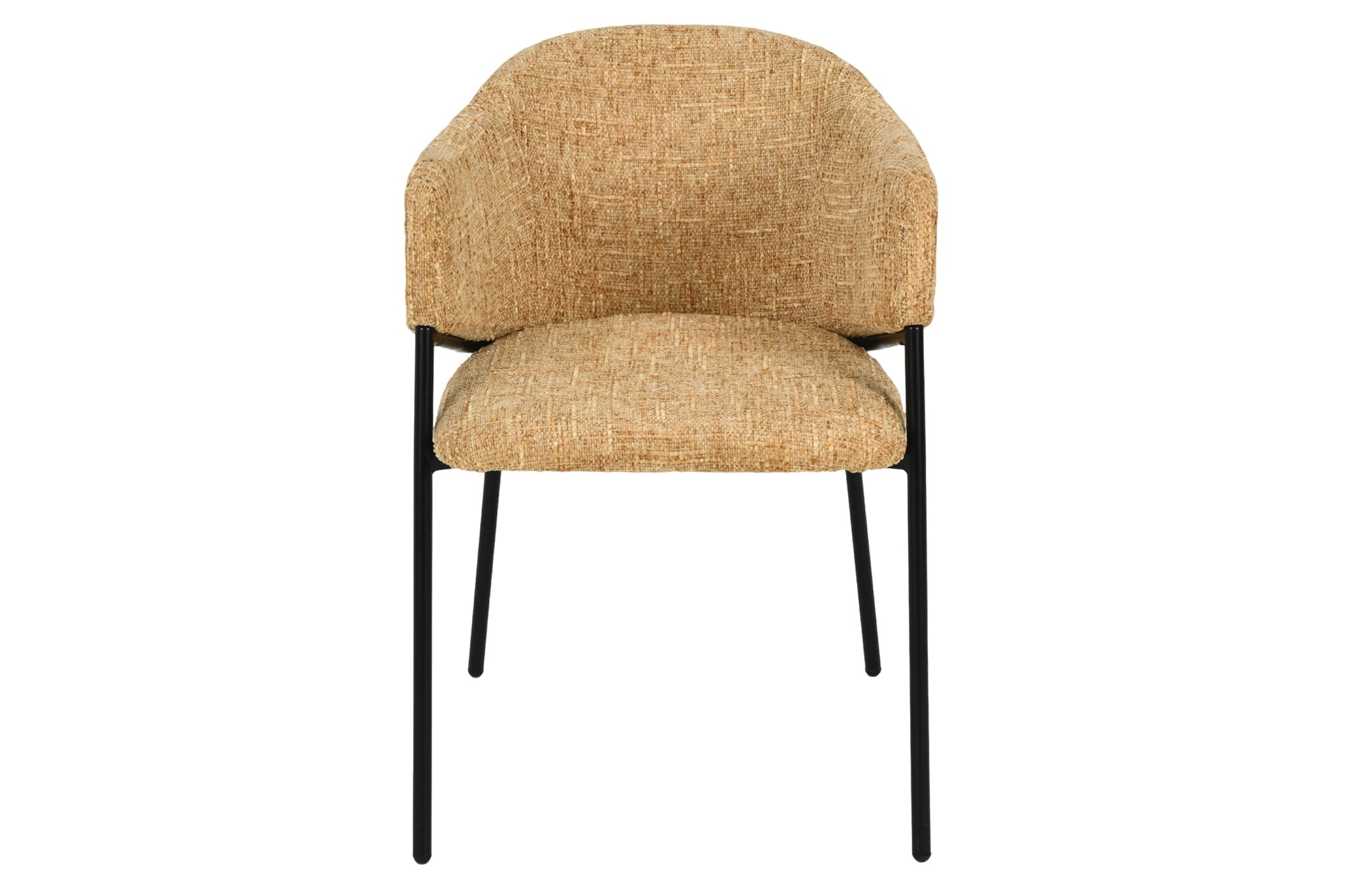Lote de 2 sillas de diseño NOBLESSE de chenilla amarillo mostaza, estructura de metal negro