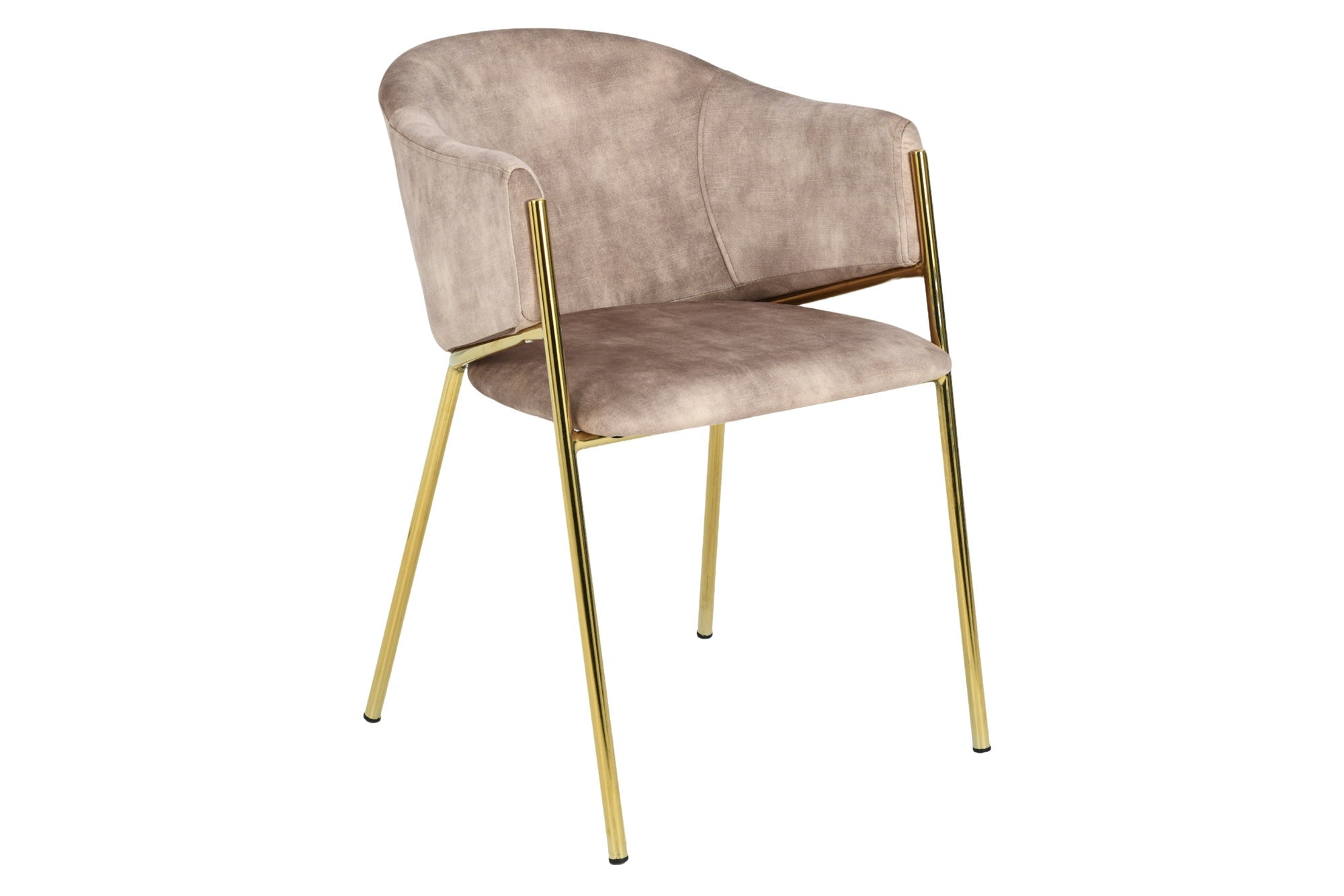 Lote de 2 sillas de diseño NOBLESSE, terciopelo beige champán, estructura de metal cromado dorado