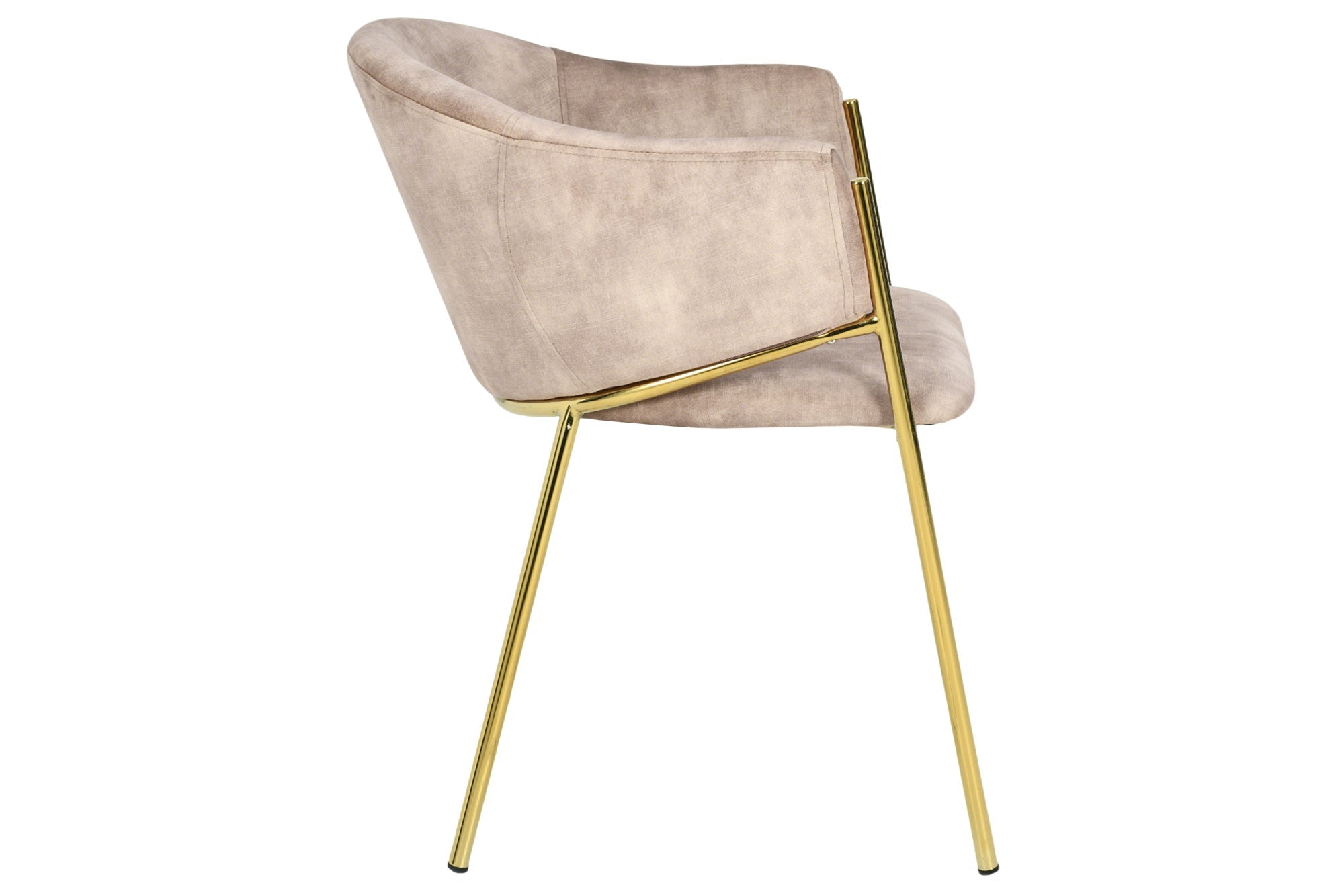 Lote de 2 sillas de diseño NOBLESSE, terciopelo beige champán, estructura de metal cromado dorado