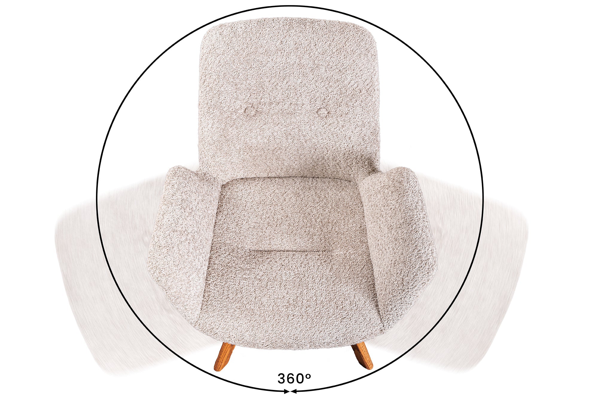Lote de 2 sillas giratorias BALTIC de roble macizo beige con patas y reposabrazos de roble natural rizado