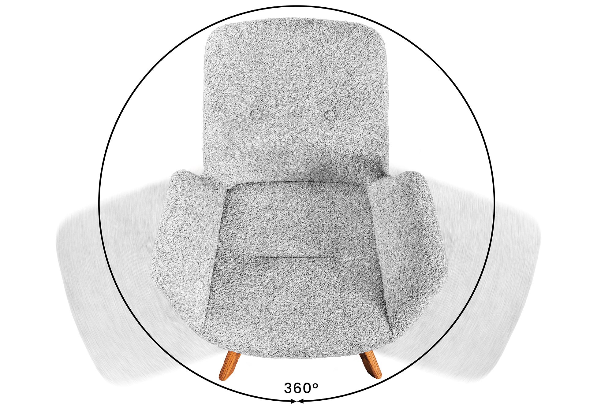 Lote de 2 sillas giratorias de diseño gris BALTIC con patas y reposabrazos de roble natural macizo
