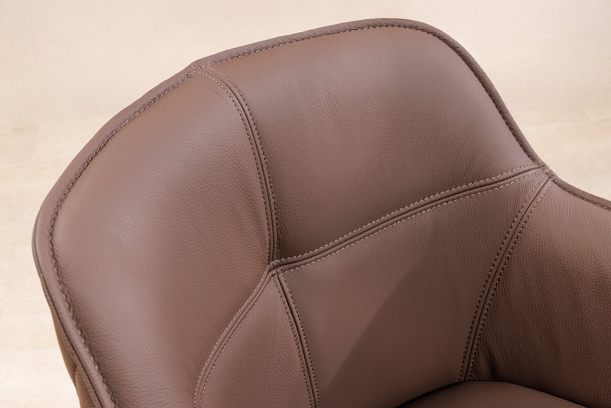 Juego de 2 sillas giratorias de diseño EUPHORIA de cuero auténtico marrón, estructura de metal negro con reposabrazos