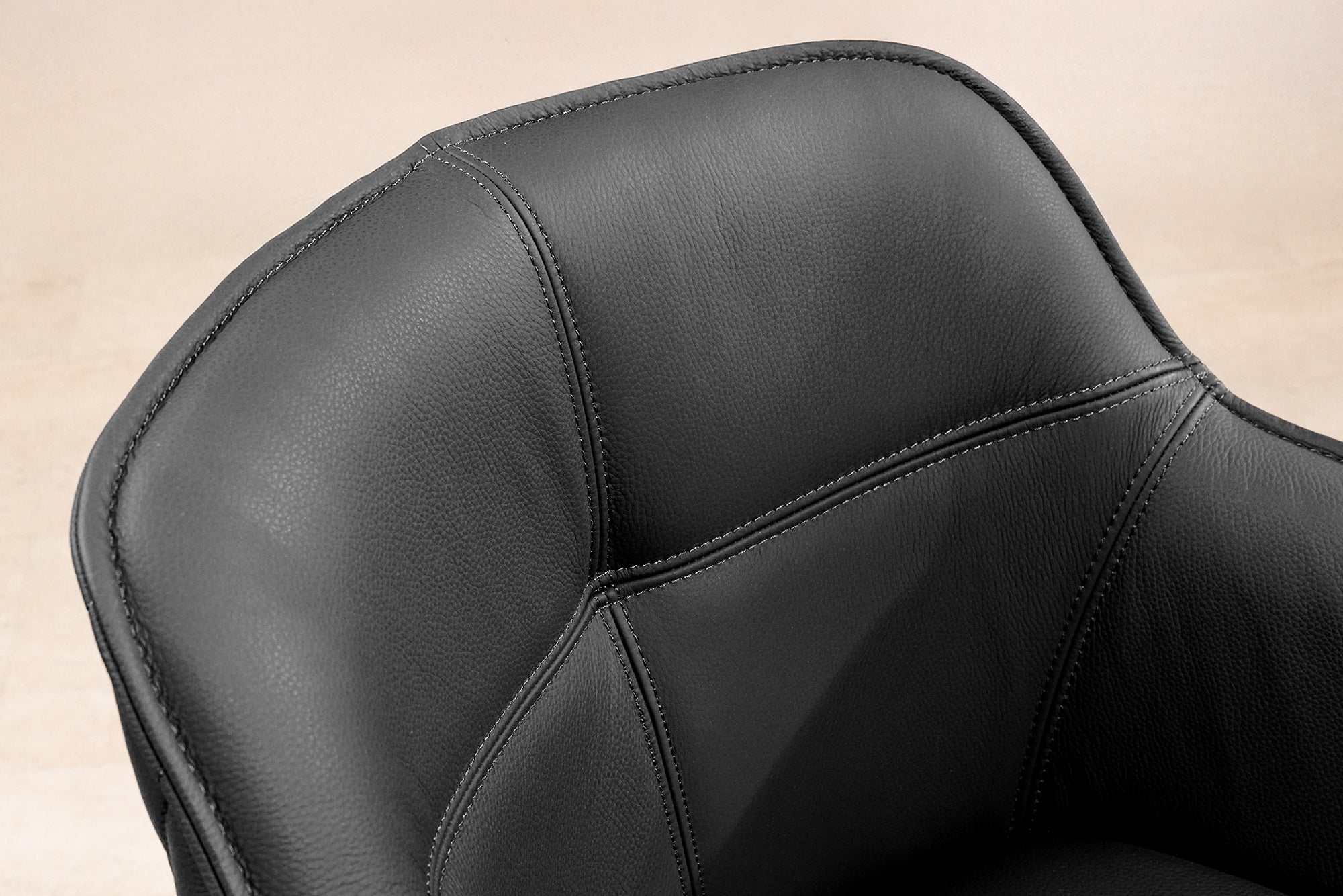 Juego de 2 sillas giratorias de diseño EUPHORIA de cuero auténtico negro, estructura de metal con reposabrazos