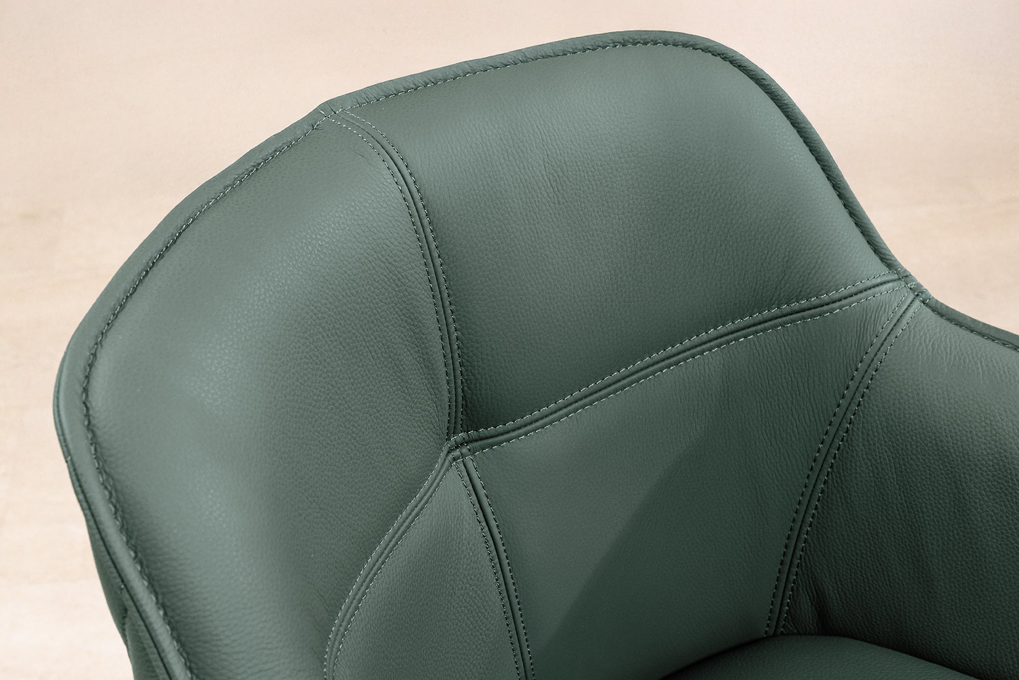 Juego de 2 sillas giratorias de diseño EUPHORIA de cuero auténtico verde, estructura de metal negro con reposabrazos