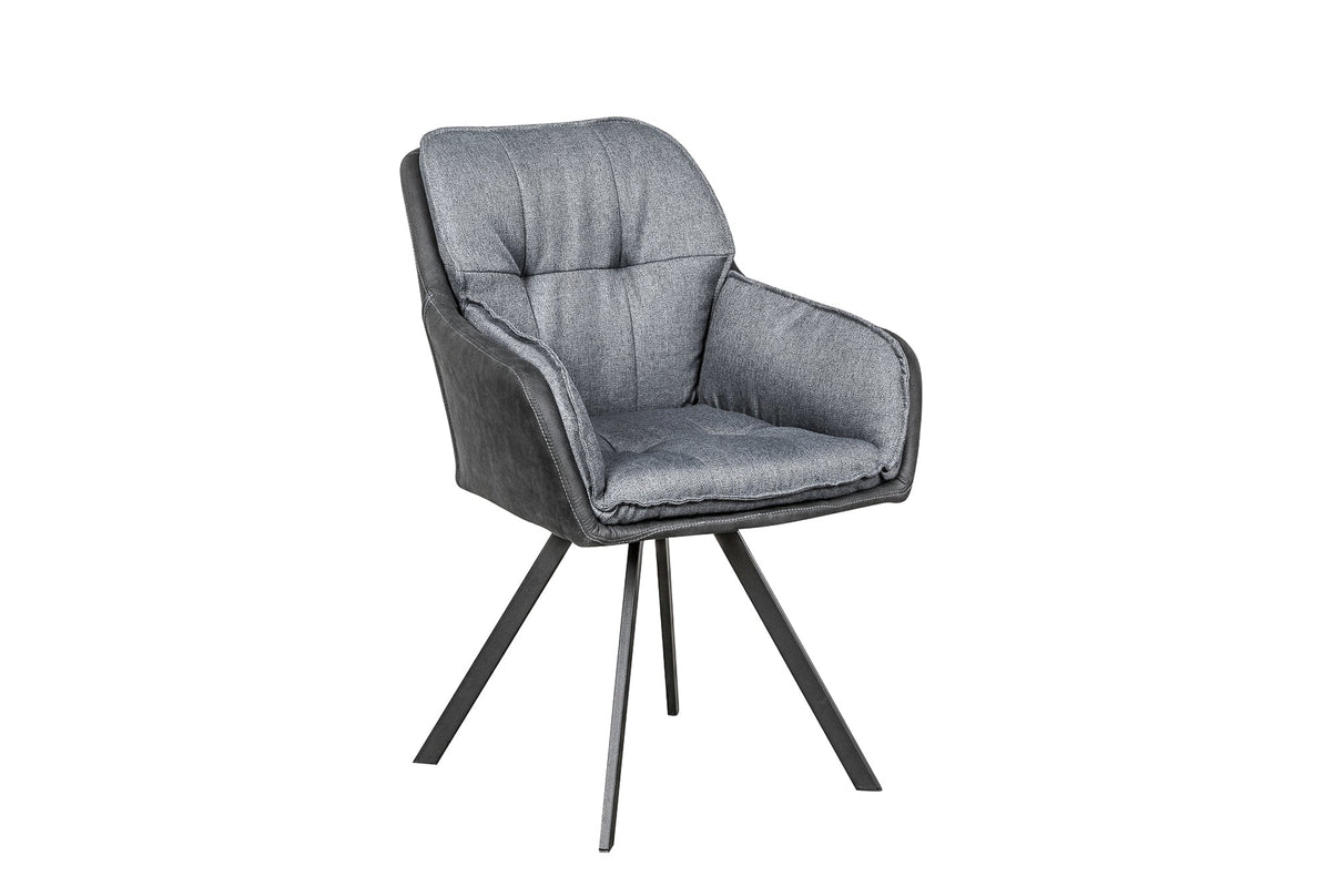 Chaise design pivotante MR. LOUNGER gris anthracite microfibre tissu plat avec accoudoir