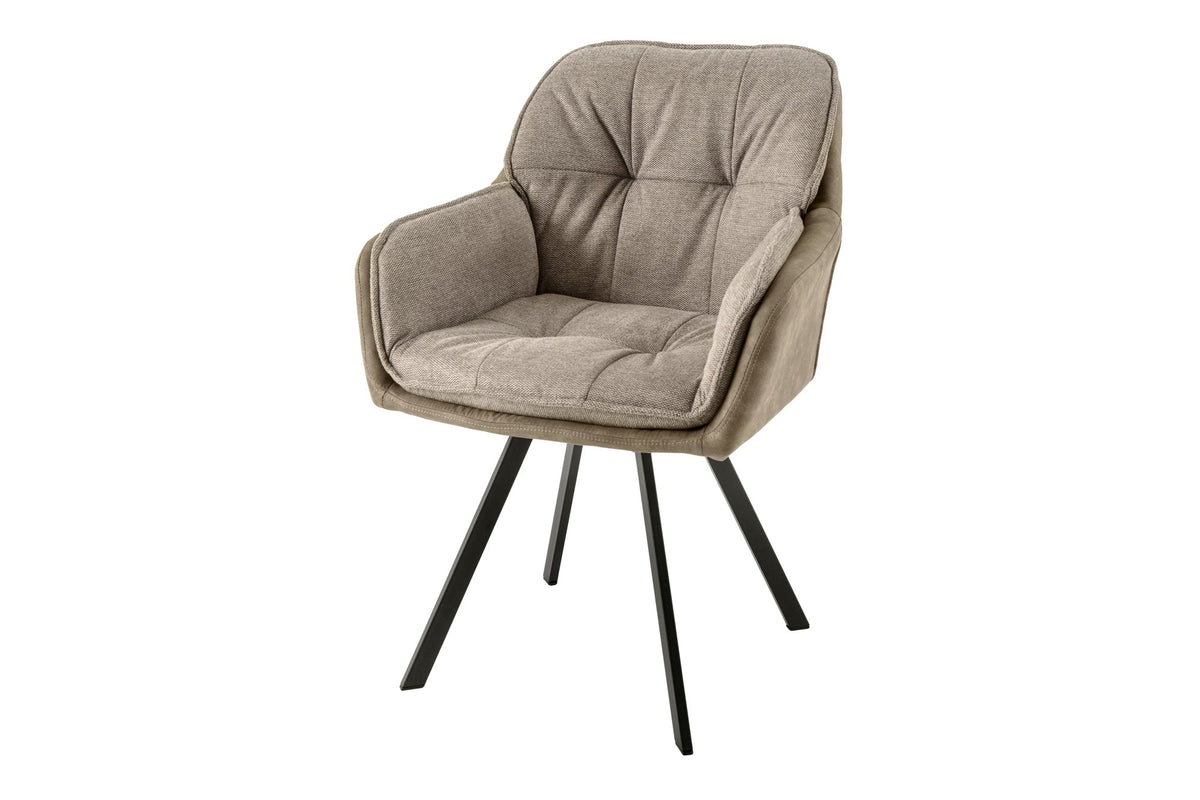 Chaise design pivotante MR. LOUNGER vintage taupe microfibre avec accoudoir