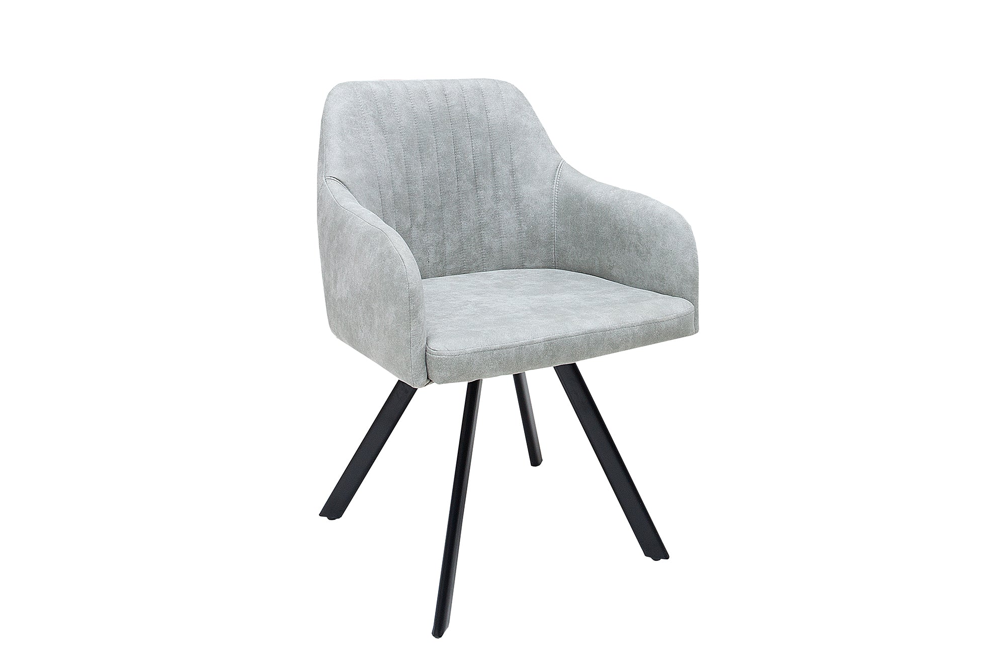 Silla LUCCA de diseño retro en microfibra gris piedra con reposabrazos acolchados