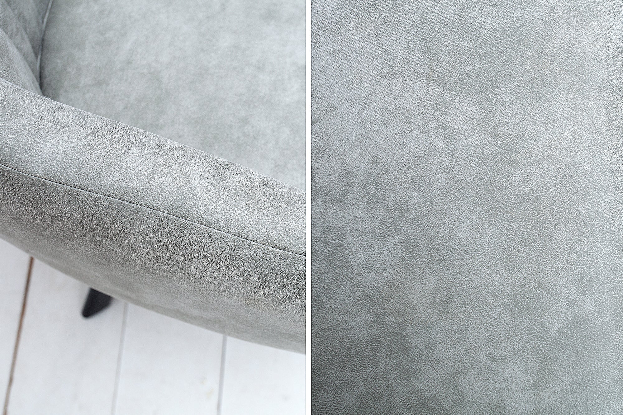Silla LUCCA de diseño retro en microfibra gris piedra con reposabrazos acolchados