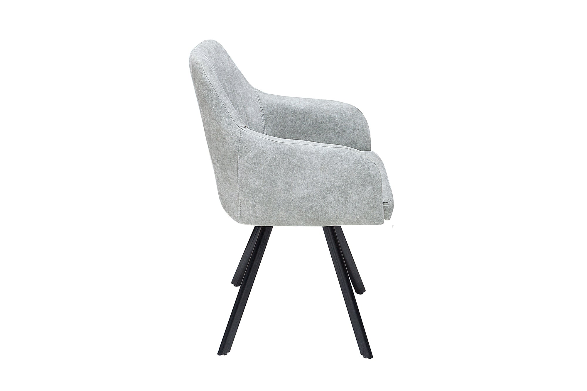 Silla LUCCA de diseño retro en microfibra gris piedra con reposabrazos acolchados