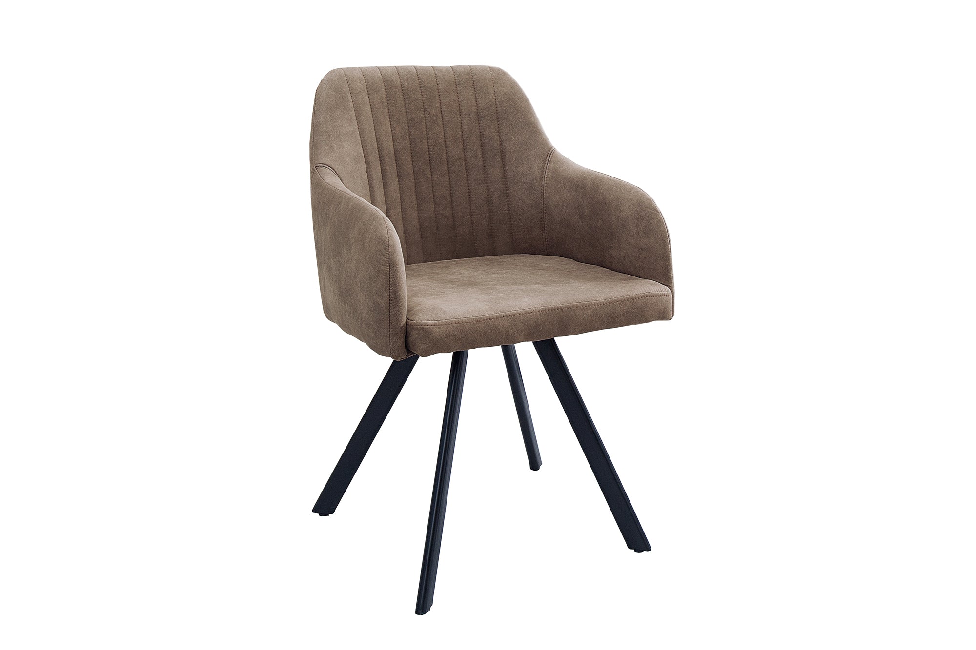 Silla LUCCA de diseño retro en microfibra de color topo antiguo con reposabrazos acolchados