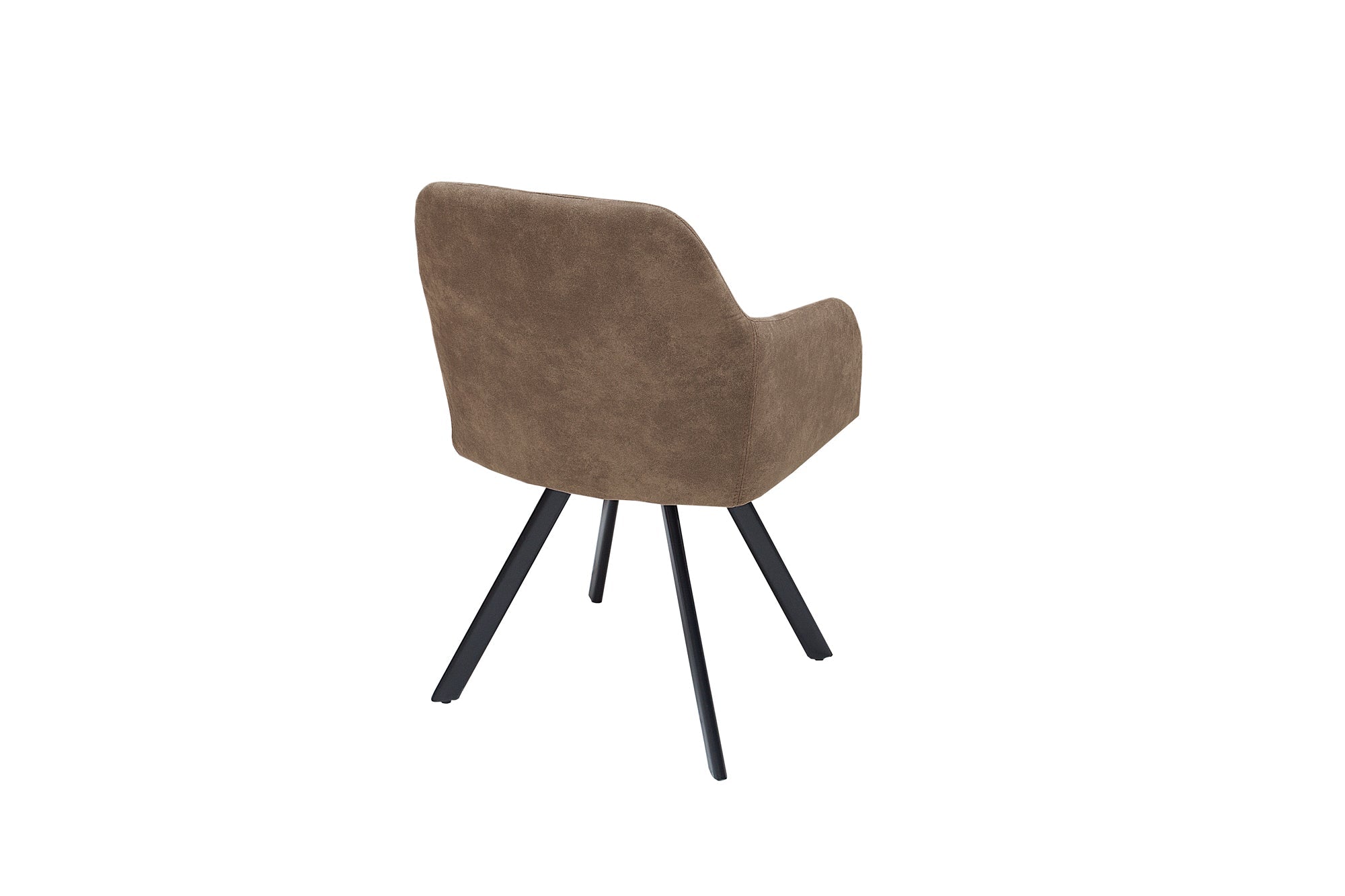 Silla LUCCA de diseño retro en microfibra de color topo antiguo con reposabrazos acolchados