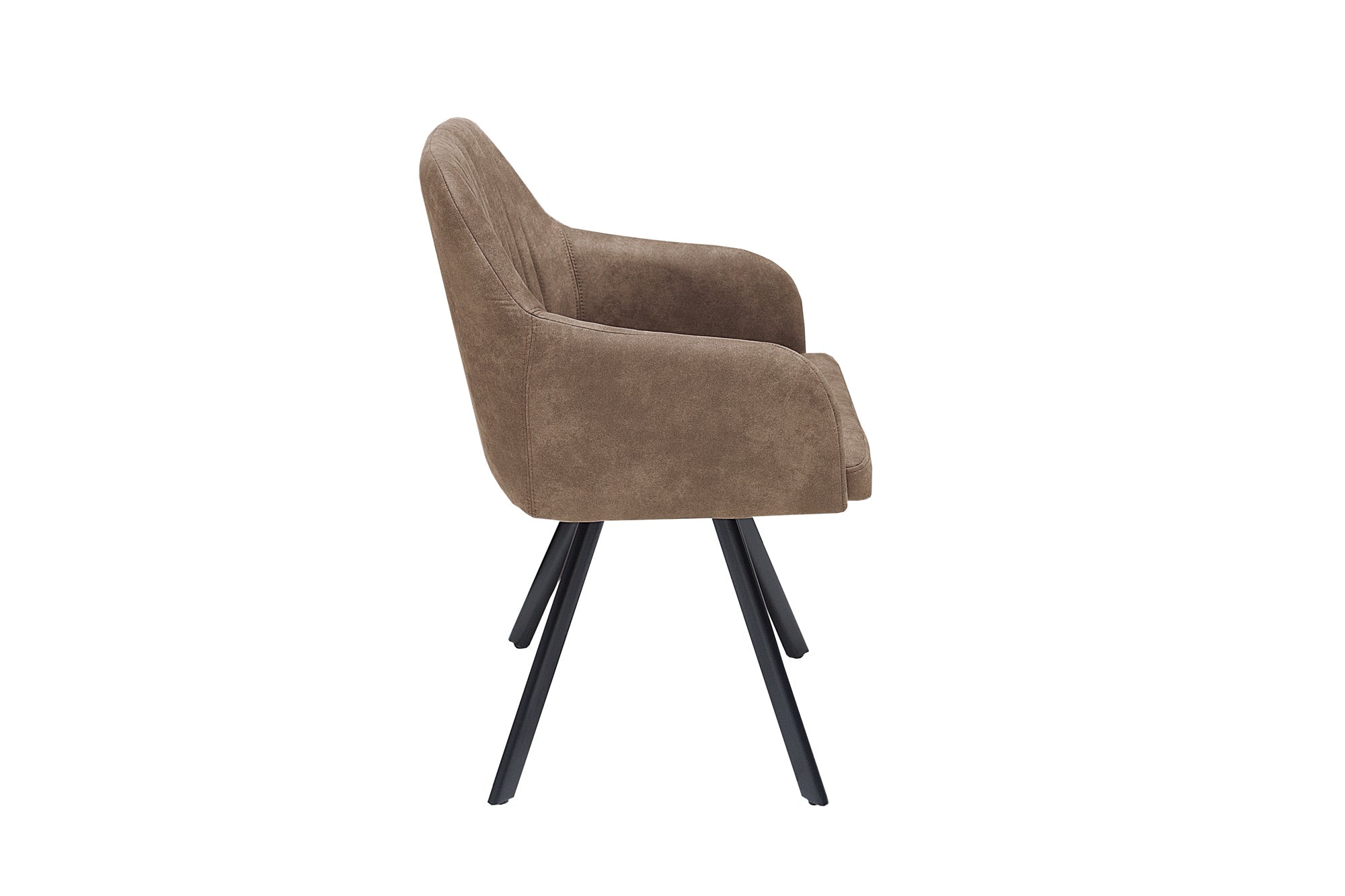 Silla LUCCA de diseño retro en microfibra de color topo antiguo con reposabrazos acolchados