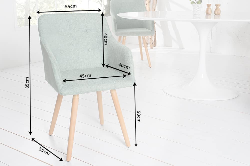 Juego de 2 sillas SCANDINAVIA MEISTERSTÜCK de diseño retro en verde salvia con reposabrazos