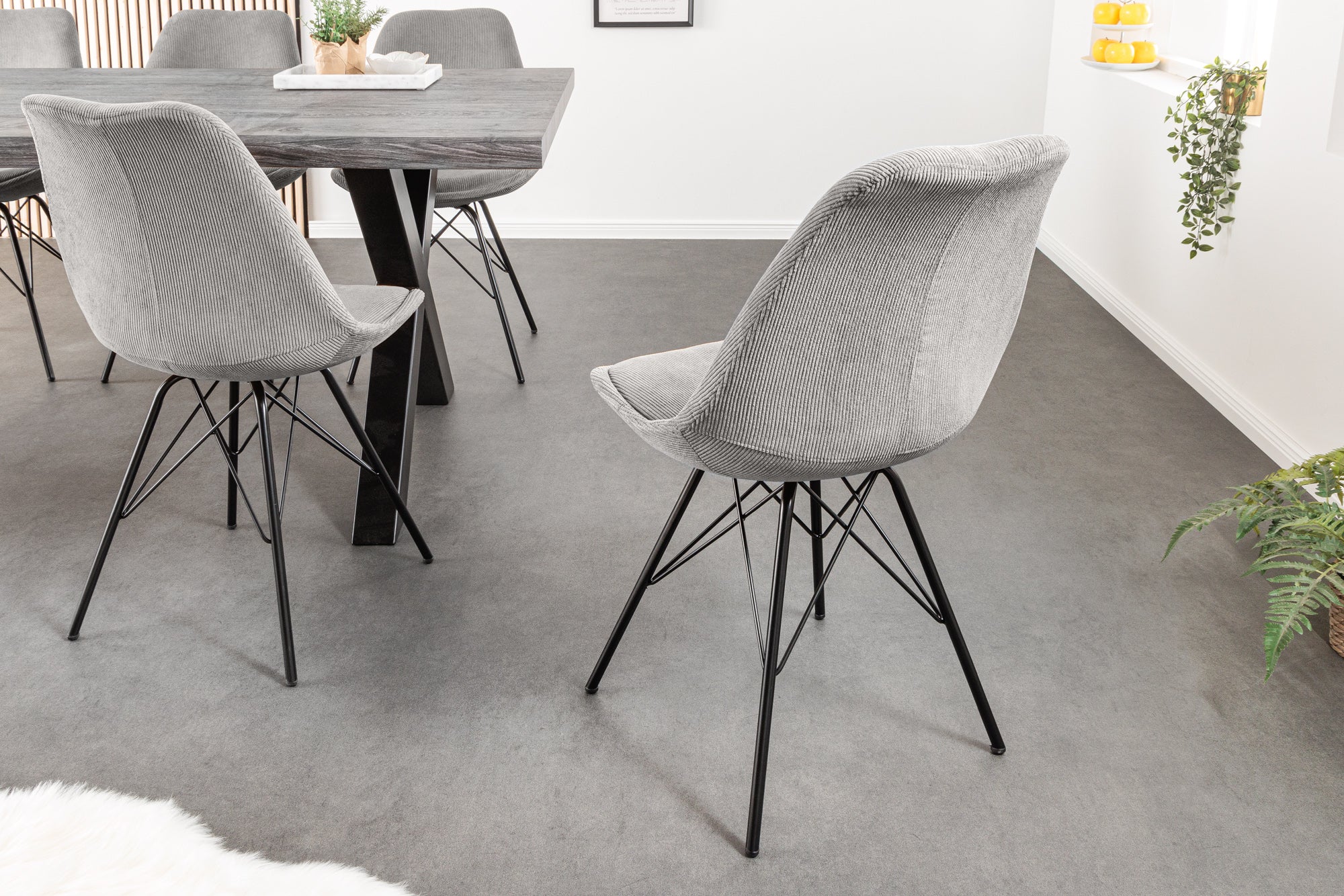 Lot de 2x chaises rétro SCANDINAVIA MEISTERSTÜCK gris