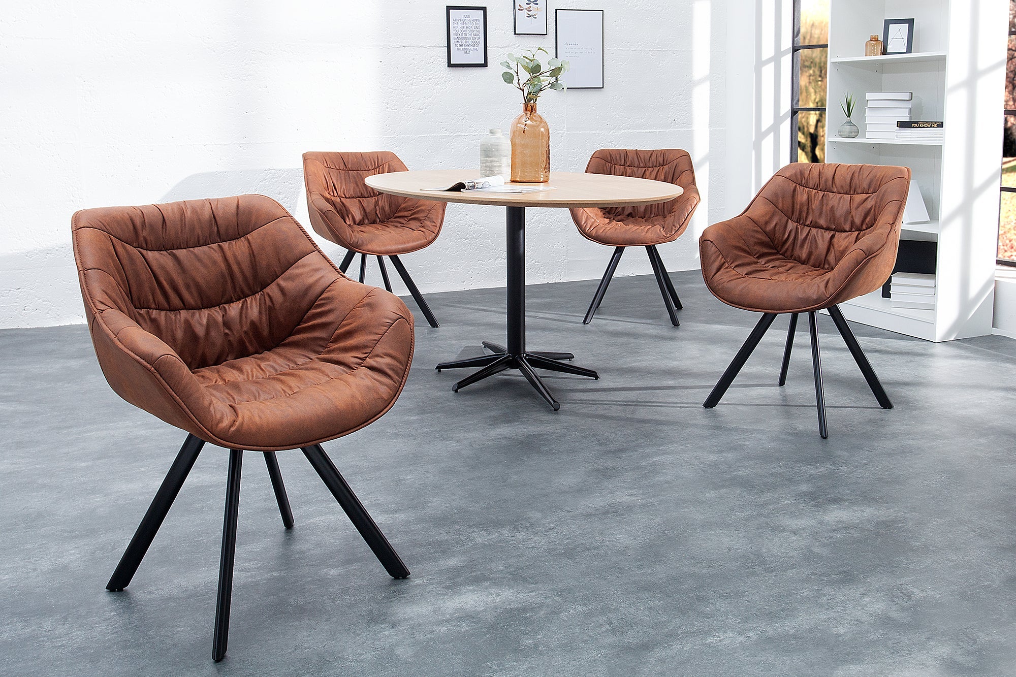 THE DUTCH COMFORT silla de diseño marrón antiguo de estilo retro con reposabrazos