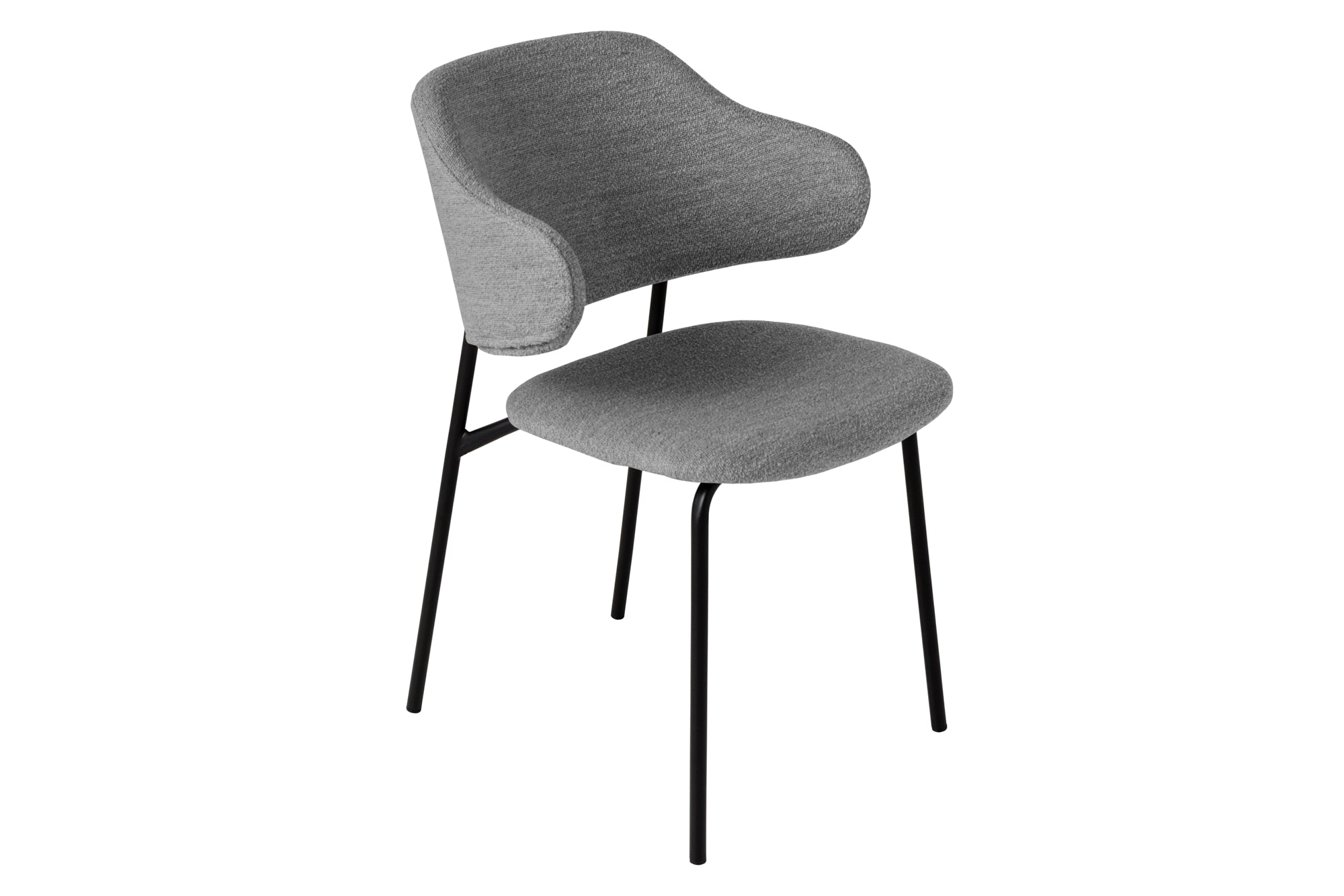 Lot de 2x chaises design VOGUE gris Bouclé pieds métal noir