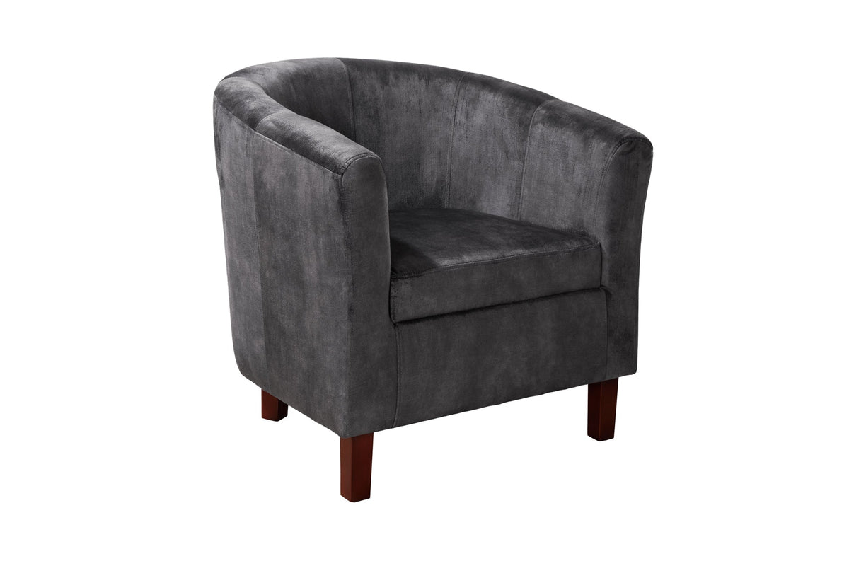 Chaise longue design HEMINGWAY accoudoirs velours gris foncé chaise cocktail