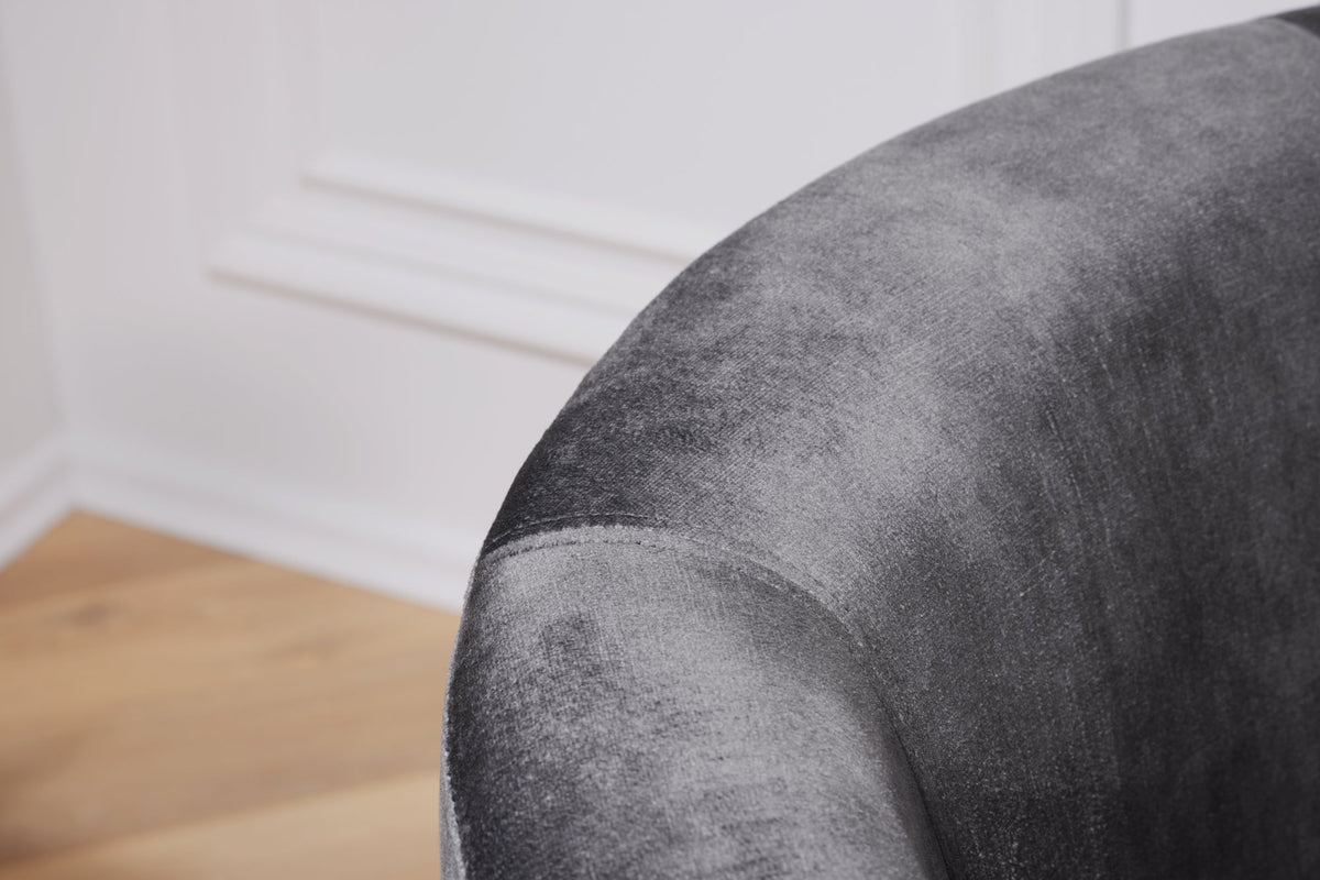 Chaise longue design HEMINGWAY accoudoirs velours gris foncé chaise cocktail