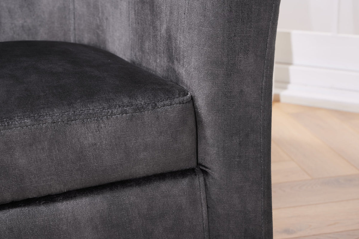 Chaise longue design HEMINGWAY accoudoirs velours gris foncé chaise cocktail