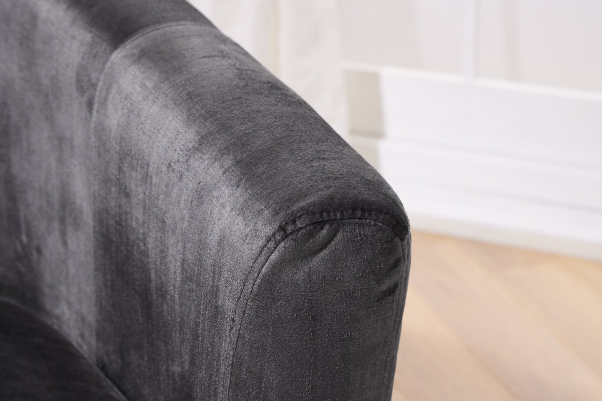 Chaise longue design HEMINGWAY accoudoirs velours gris foncé chaise cocktail