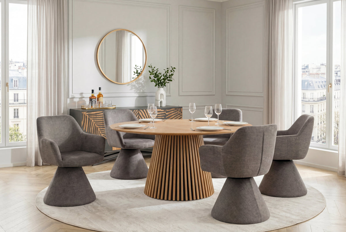 Chaise pivotante AMBIENTO gris Vogue Velours Samt 180° avec Auto-Return chaise rembourrée