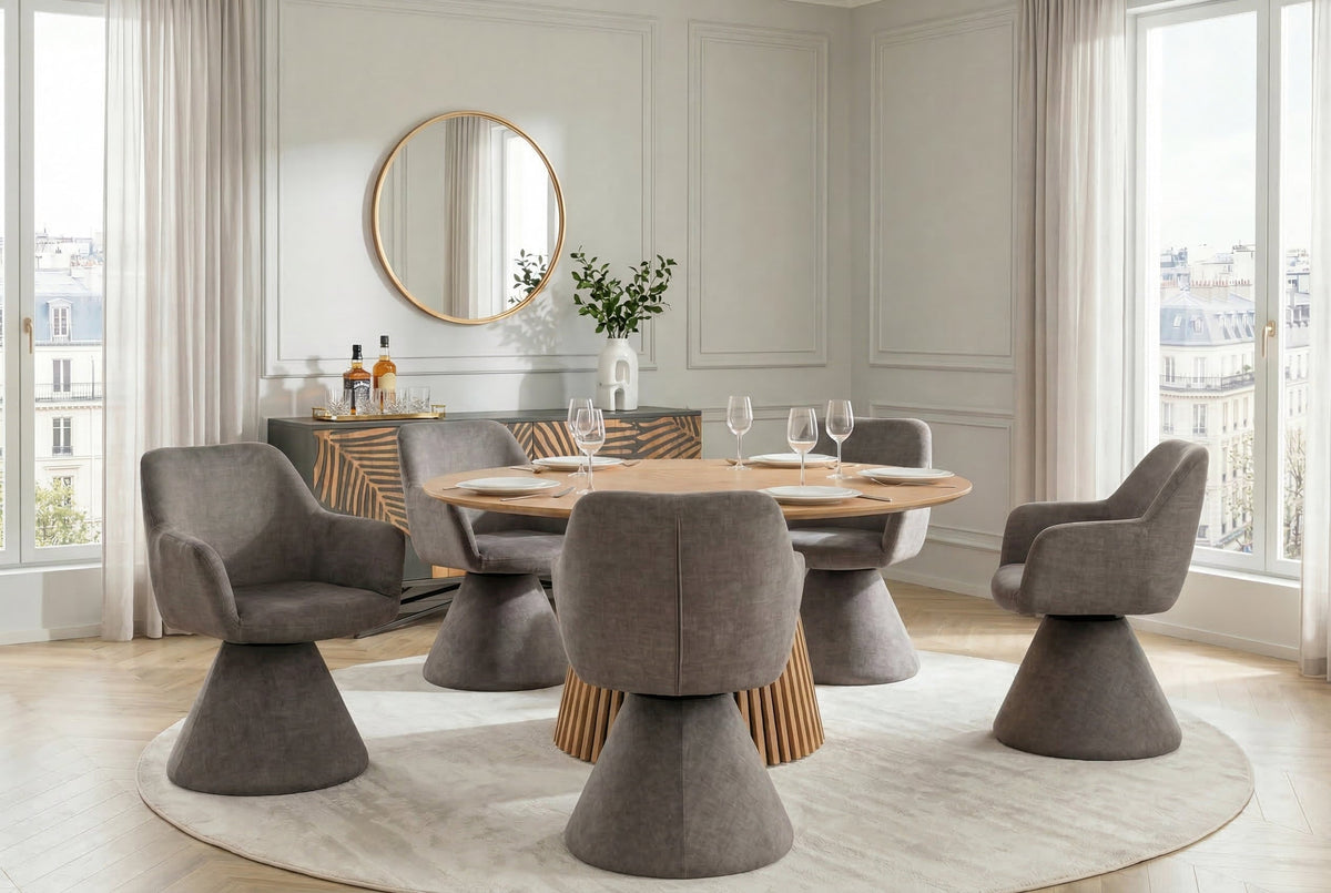 Chaise pivotante AMBIENTO gris Vogue Velours Samt 180° avec Auto-Return chaise rembourrée