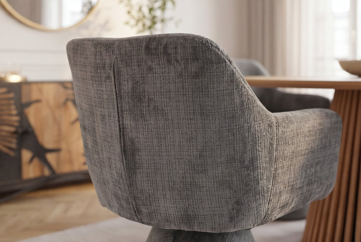 Chaise pivotante AMBIENTO grise Bouclé 180° avec retour automatique, chaise rembourrée