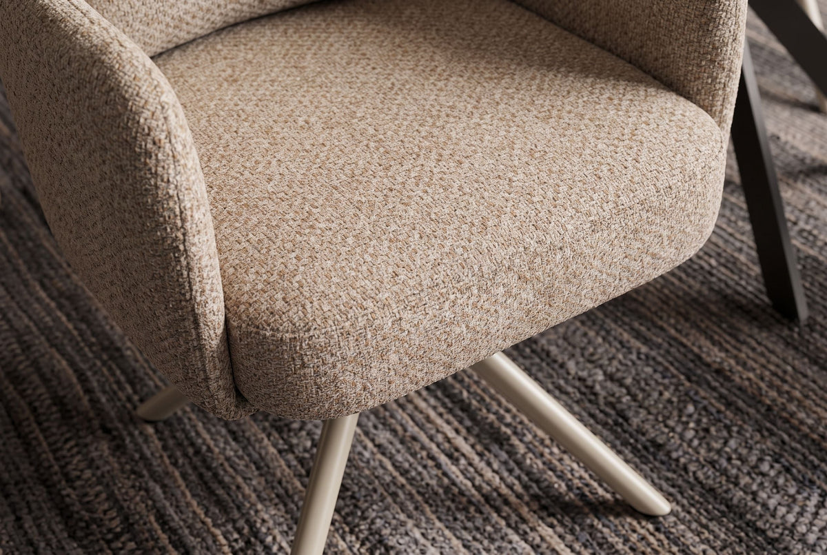 Chaise pivotante BIG GEORGE champagne beige tissu structuré ressorts ensachés métal