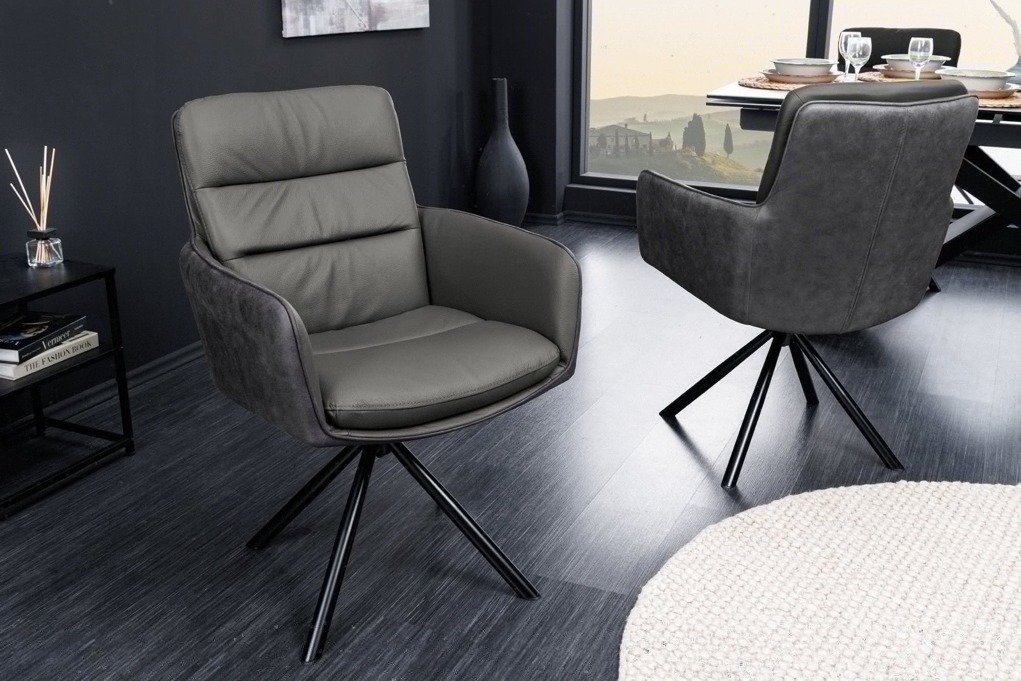 chaise-pivotante-big-george-en-cuir-veritable-gris-microfibre-avec-accoudoirs-pieds-en-metal-noir_44219 (inv)