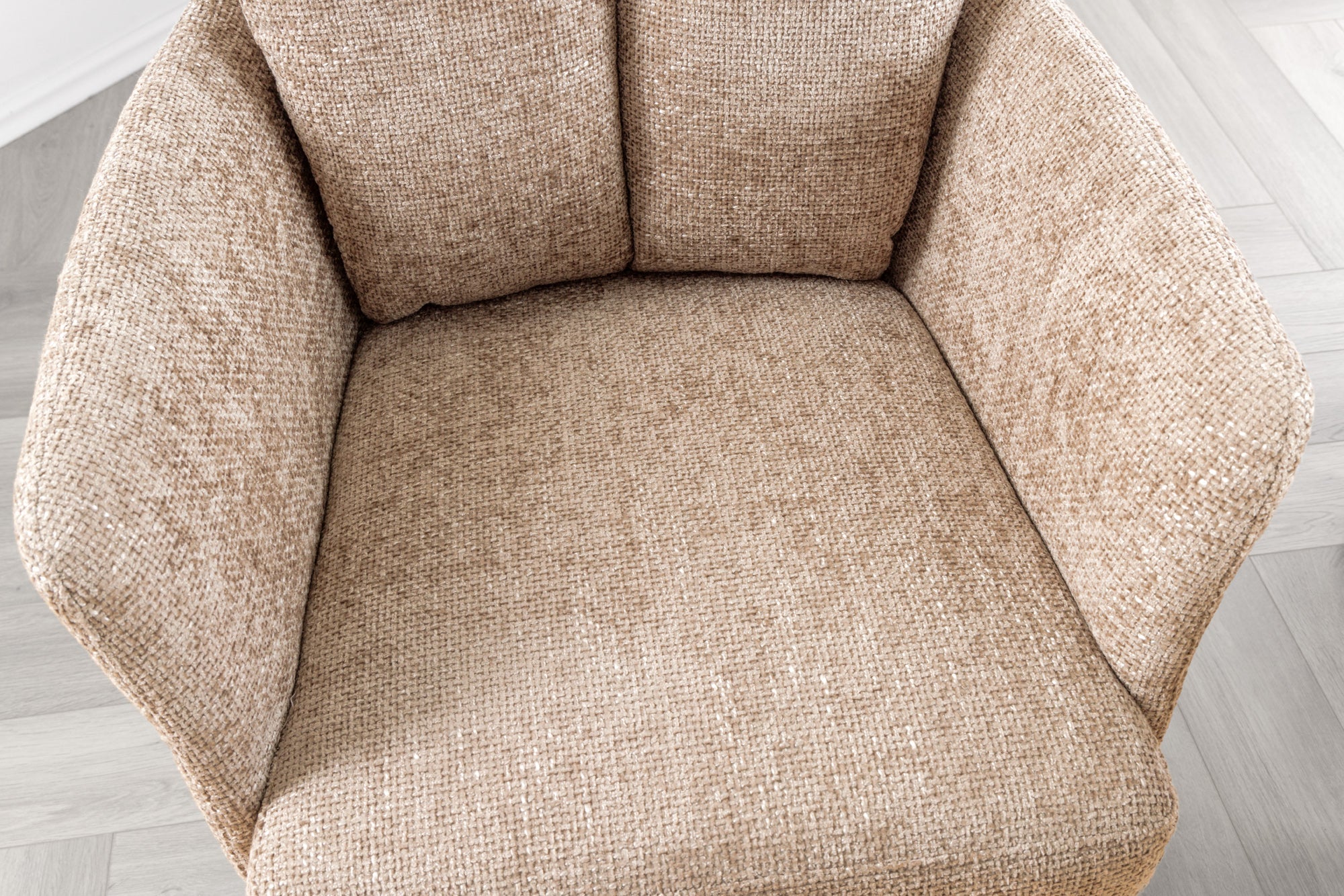 Lote de 2 sillas giratorias BIG GEORGE de tela texturizada beige con reposabrazos de metal negro