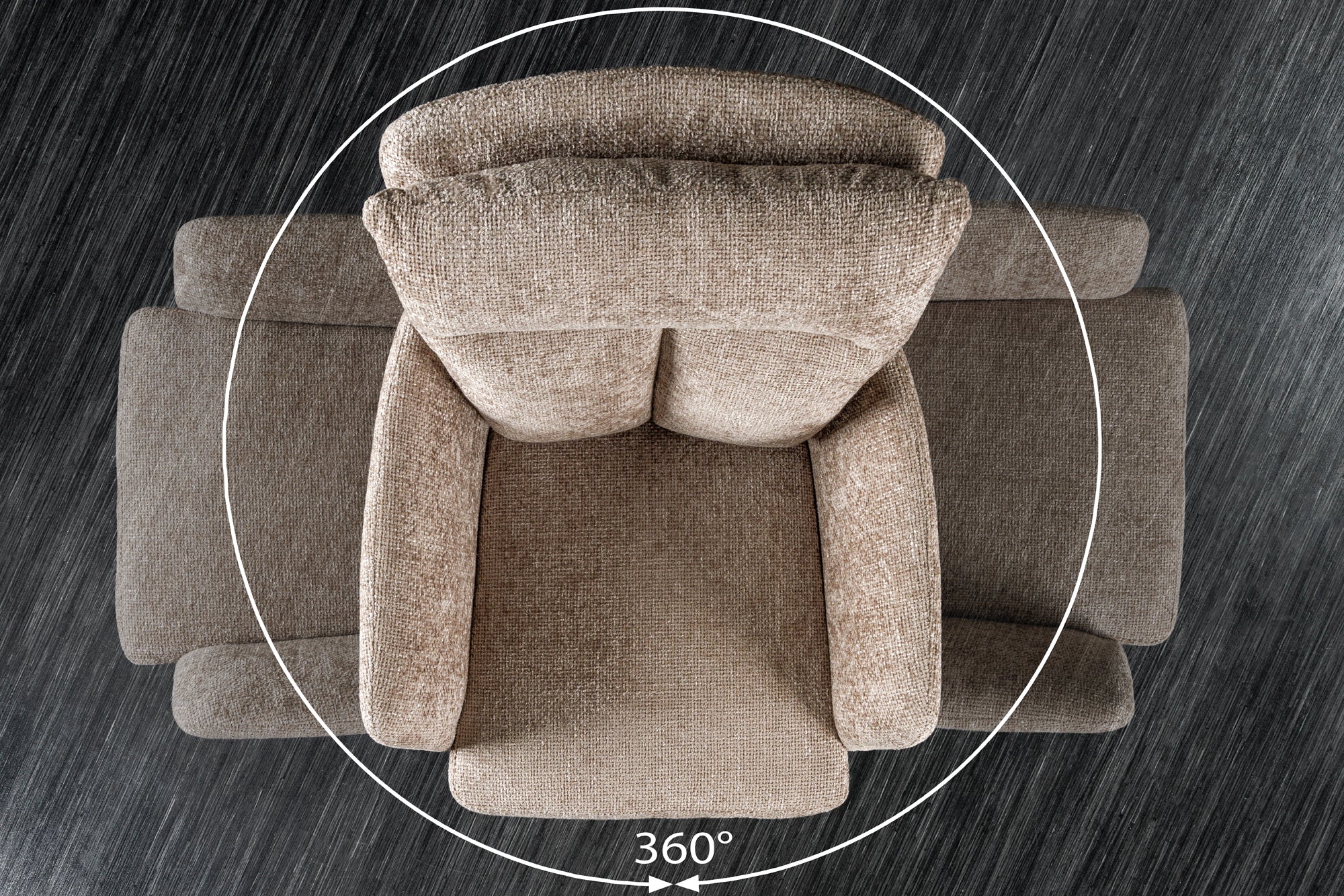 Lote de 2 sillas giratorias BIG GEORGE de tela texturizada beige con reposabrazos de metal negro