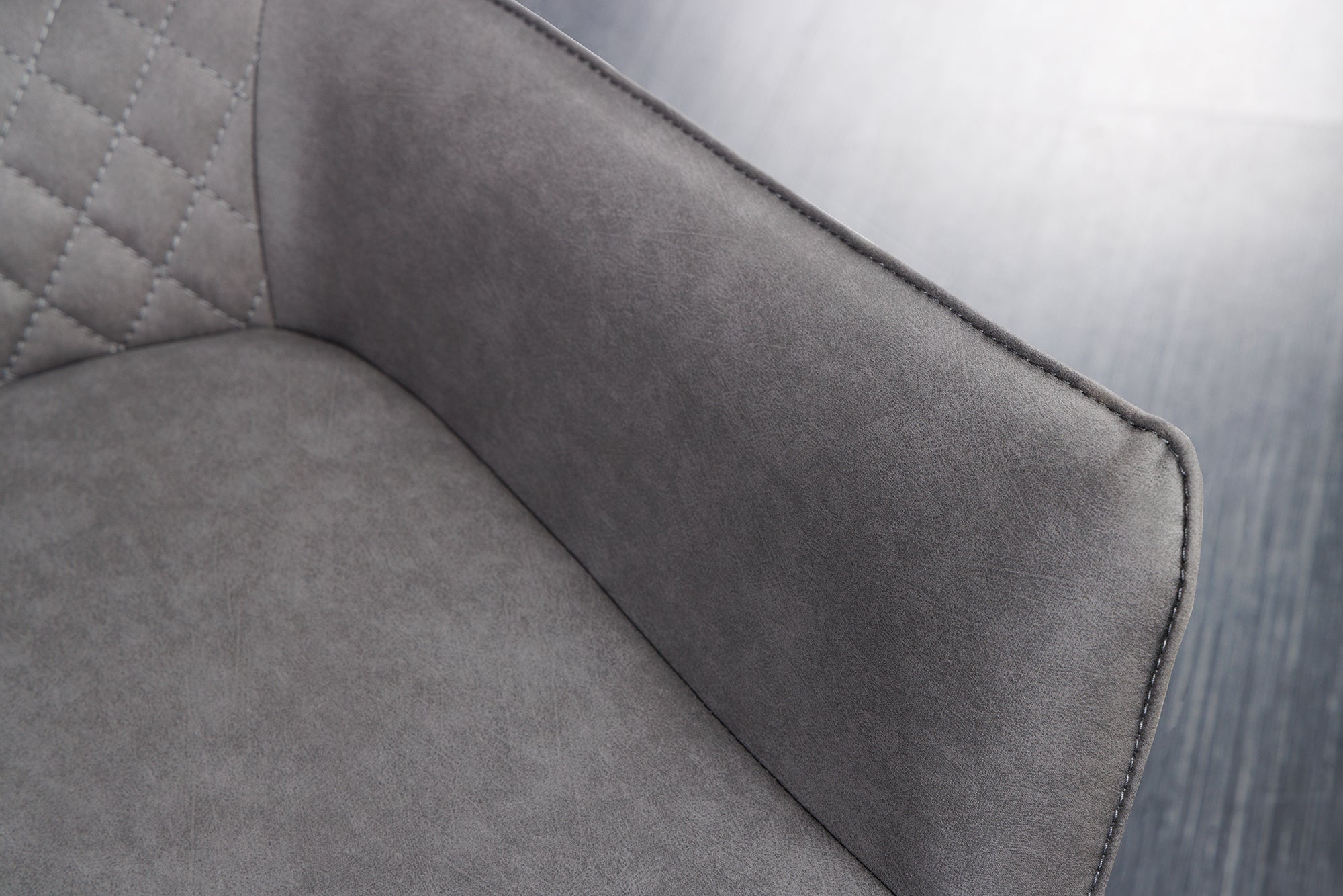 Lote de 2x sillas giratorias de diseño ALPINE gris reposabrazos gris claro patas de metal negro
