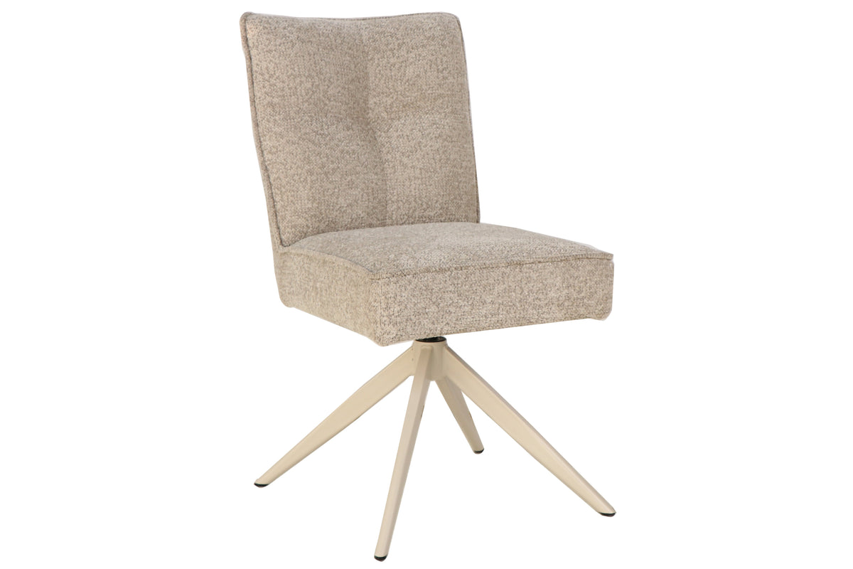 Chaise pivotante LUGANO taupe bouclé tweed soft à ressorts métal supportant jusqu'à 150 kg