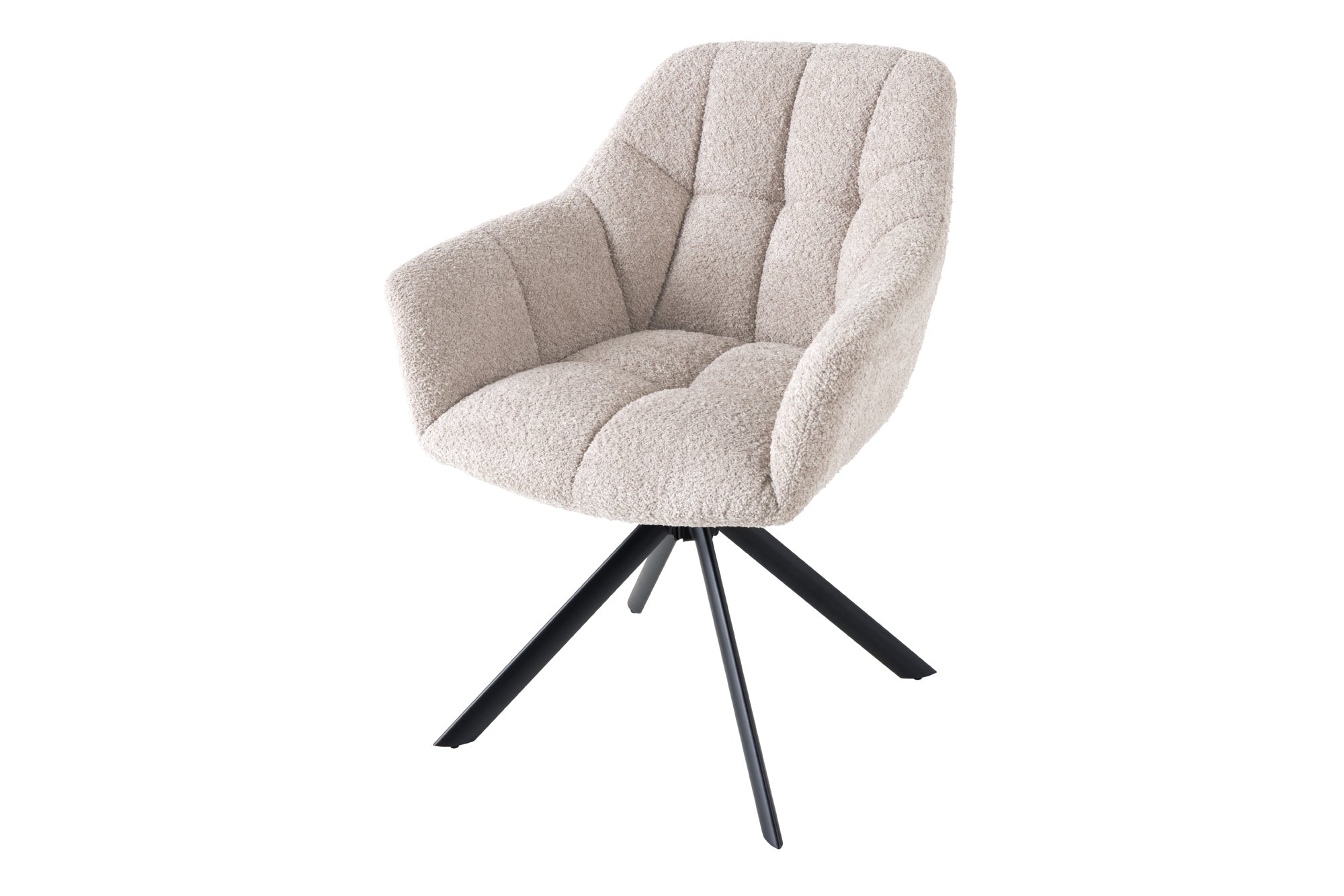 Lote de 2 sillas giratorias PAPILLON beige con reposabrazos, estructura de metal negro