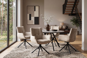 Chaise pivotante SIGNATURE beige Vogue velours ressorts à poches noir métal