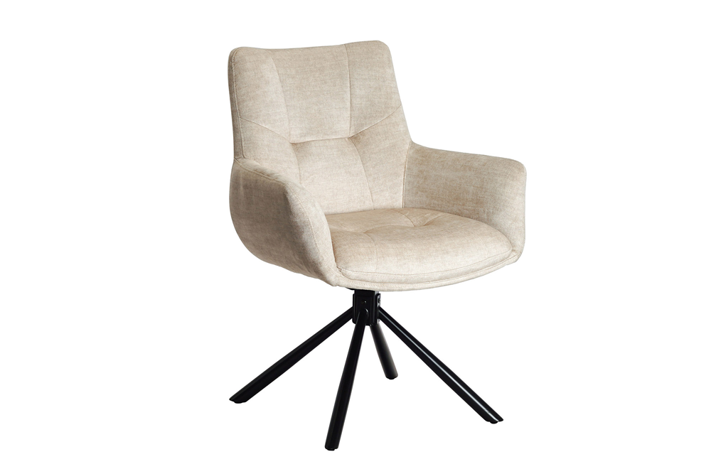 Chaise pivotante SIGNATURE beige Vogue velours ressorts à poches noir métal