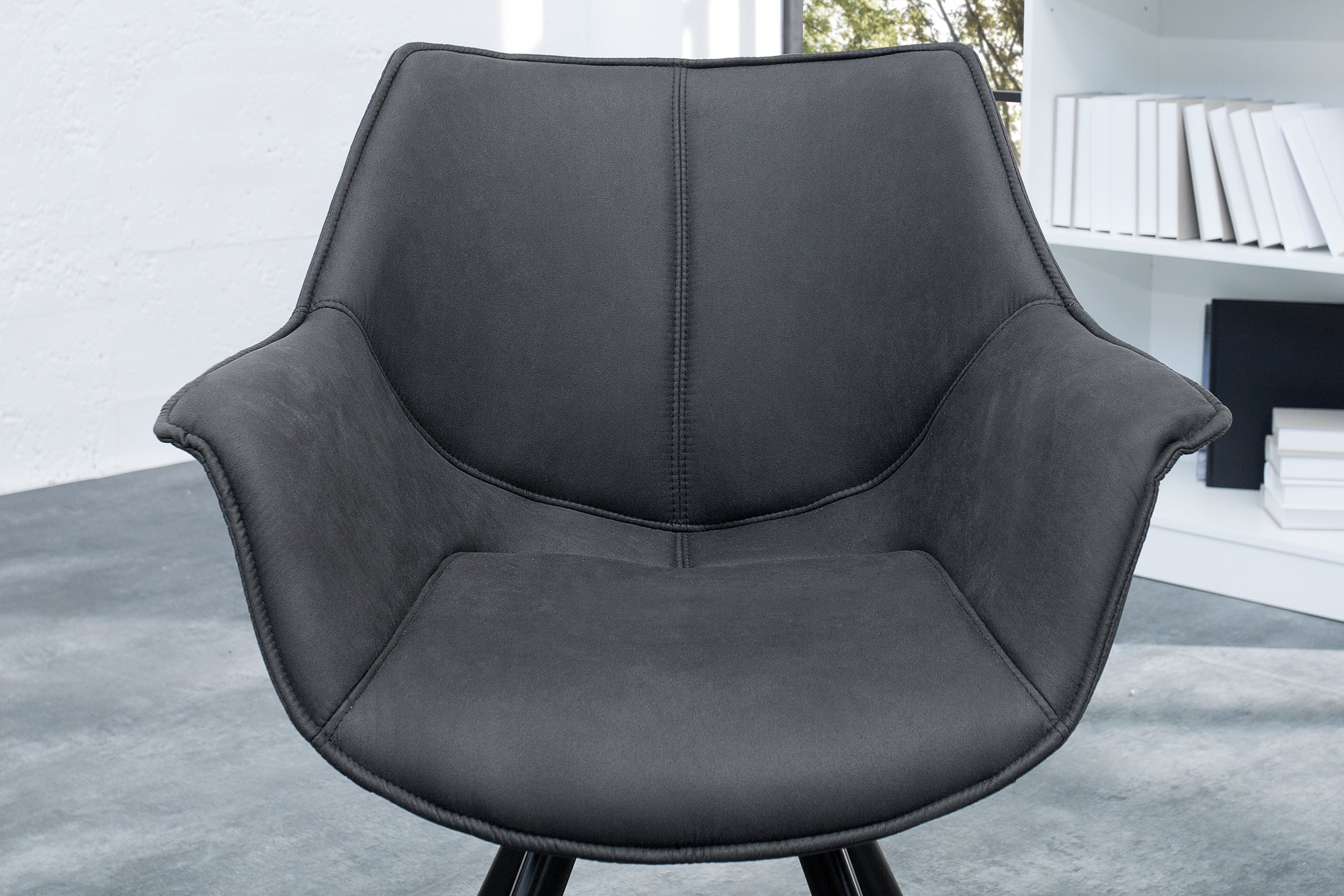 Lote de 2 sillas giratorias THE DUTCH RETRO de microfibra gris antiguo con reposabrazos Diseño moderno