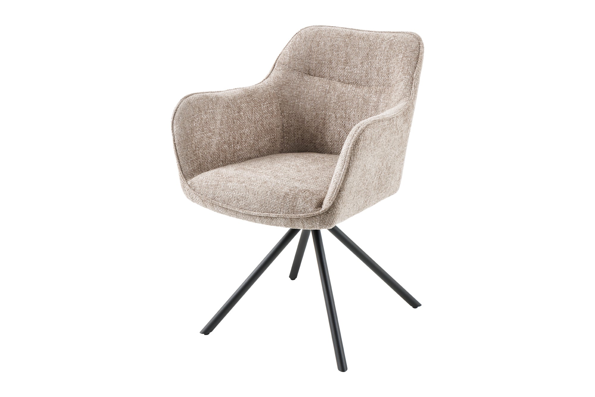 silla giratoria-verona-textura-beige-champagne-con-apoyabrazos-y-pies-metal-negro_44158 (inv)