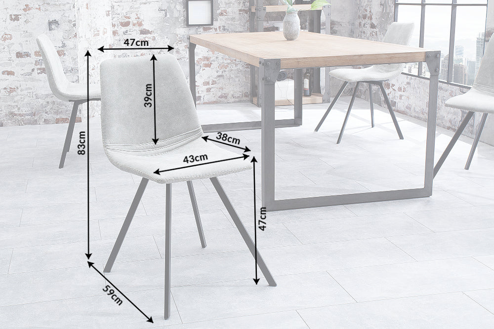 Lote de 2x SILLAS AMSTERDAM sillas retro, gris piedra, diseño clásico