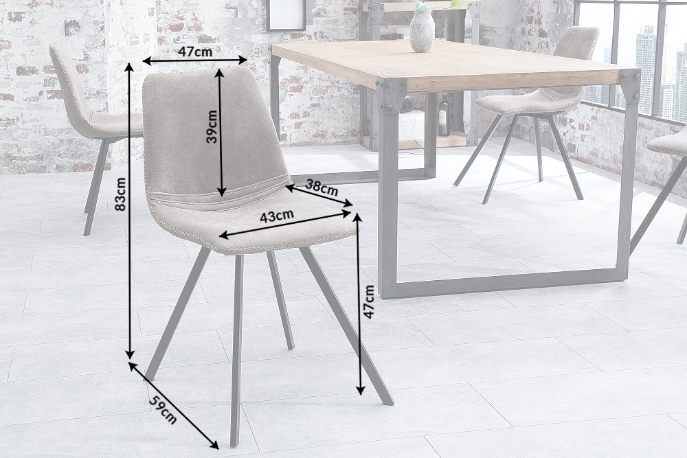 Lote de 2x SILLAS AMSTERDAM sillas retro en gris topo, diseño clásico