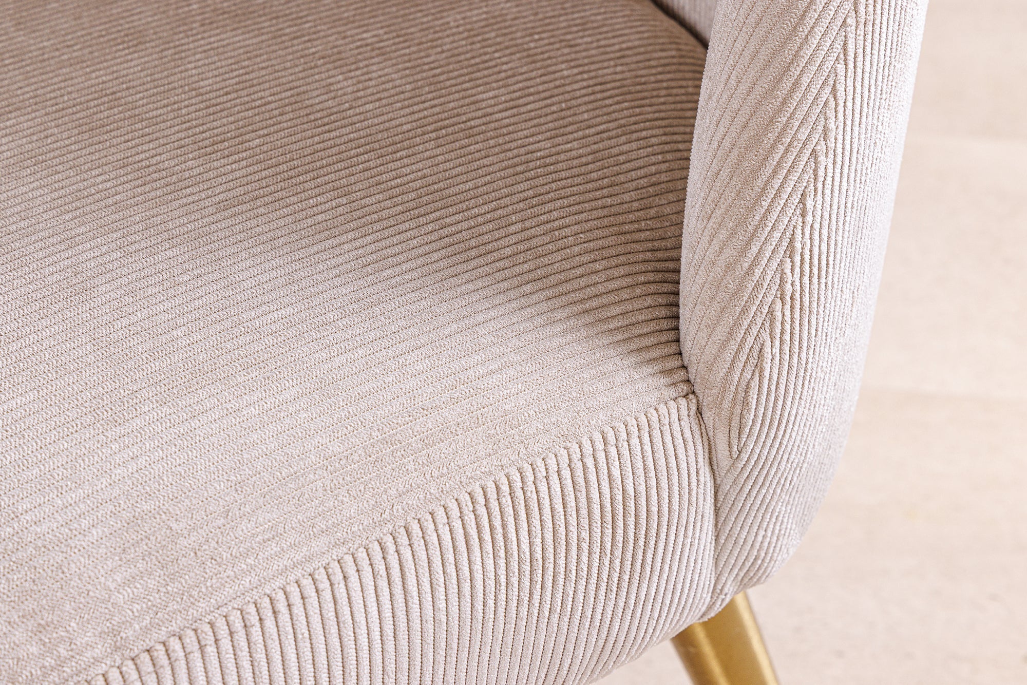Lote de 2x sillas retro de metal cepillado MIA CASA beige champán oro