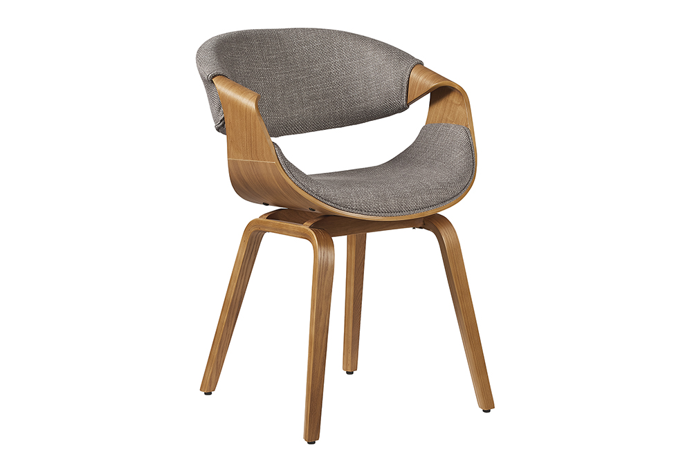 Chaise rétro ORGANIC naturel bois de frêne gris tissu structuré