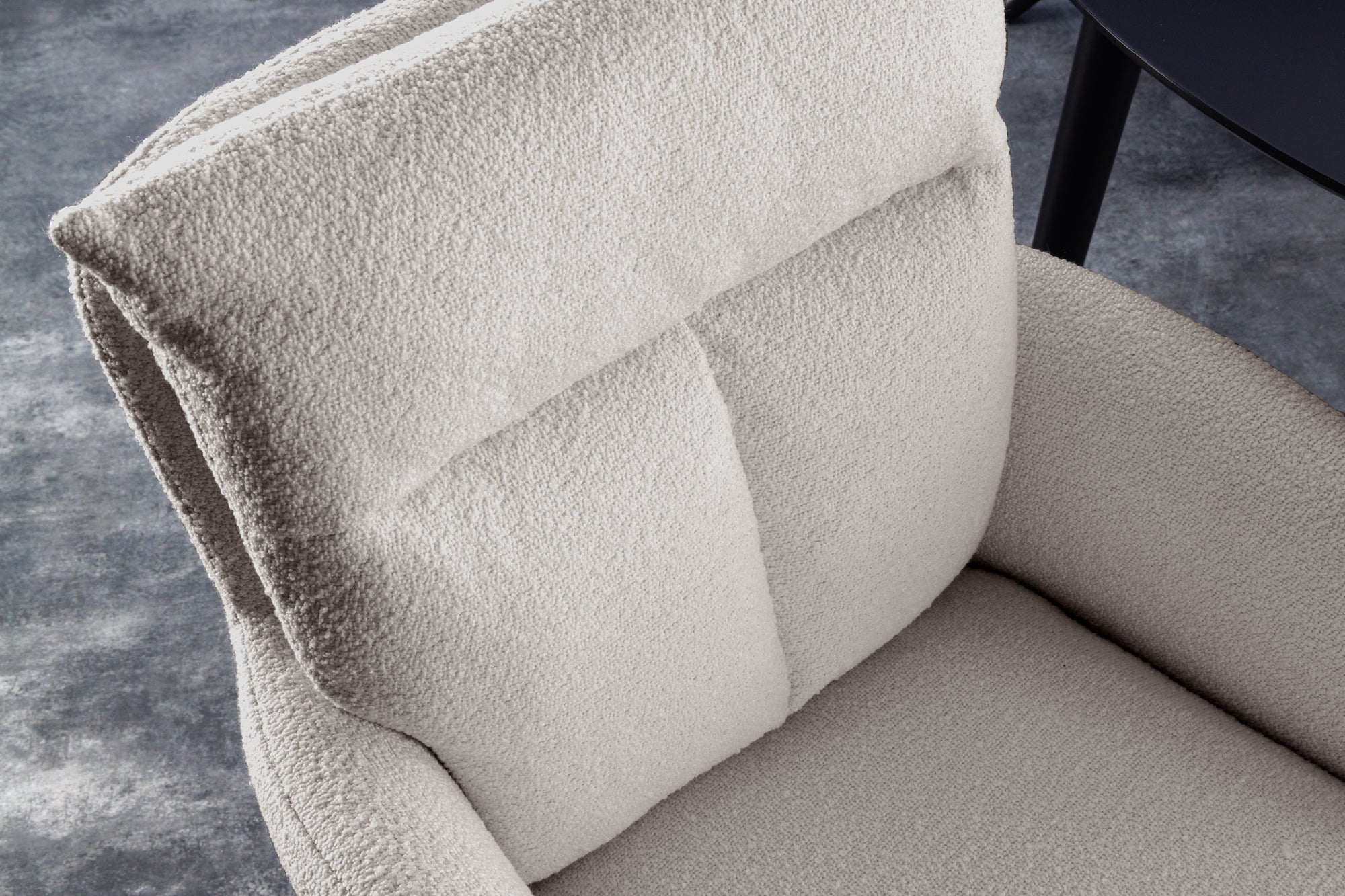 Lot de 2x chaises rétro pivotante BIG GEORGE grège Accoudoirs Bouclé Noyau ressorts Bonell