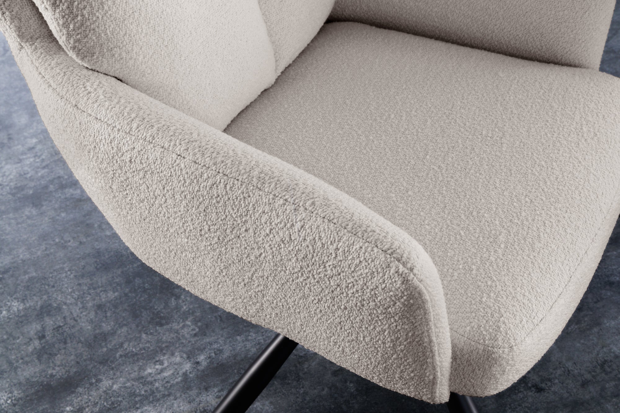 Lot de 2x chaises rétro pivotante BIG GEORGE grège Accoudoirs Bouclé Noyau ressorts Bonell